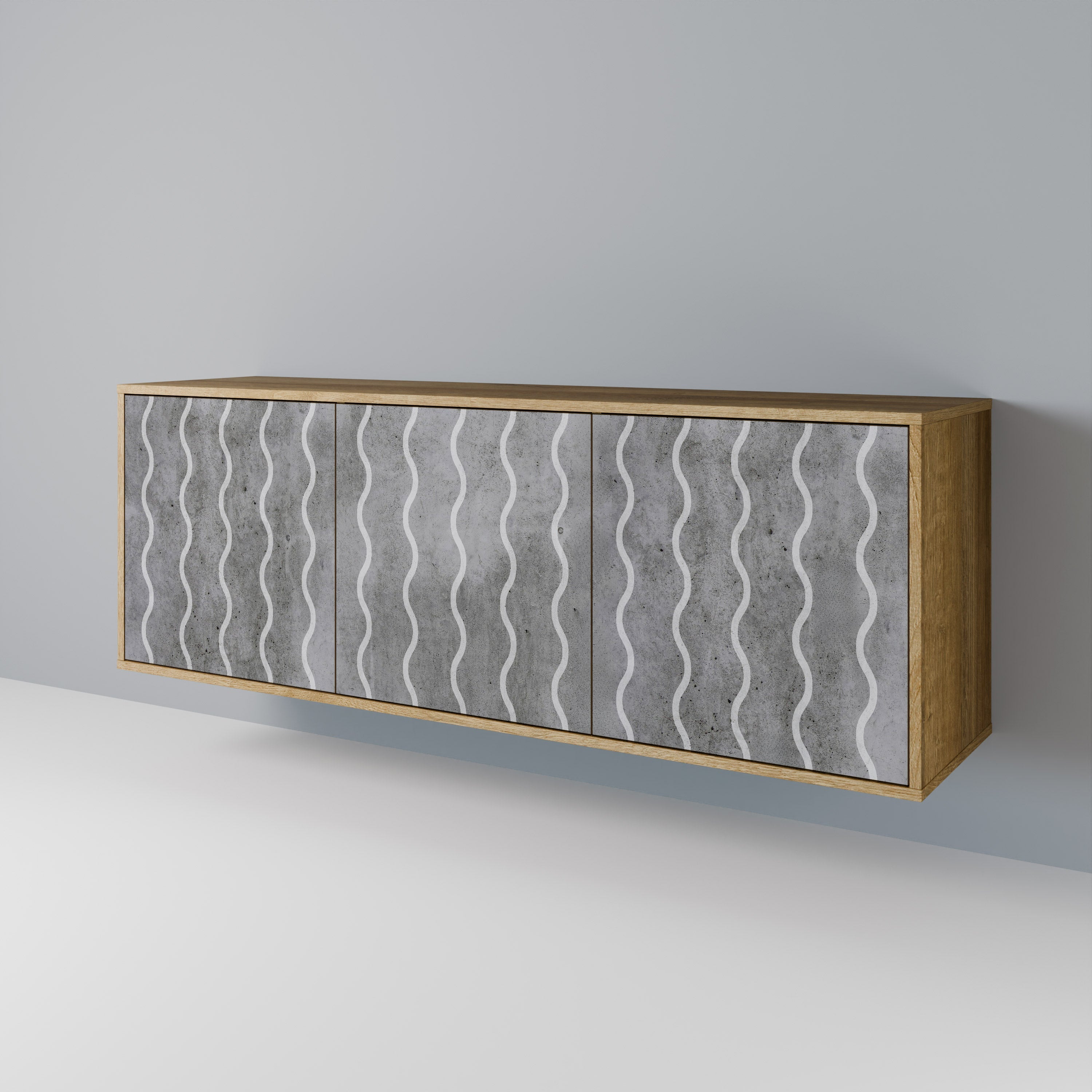 WAVES OF CONCRETE 3-türiges Sideboard in Eichenoptik