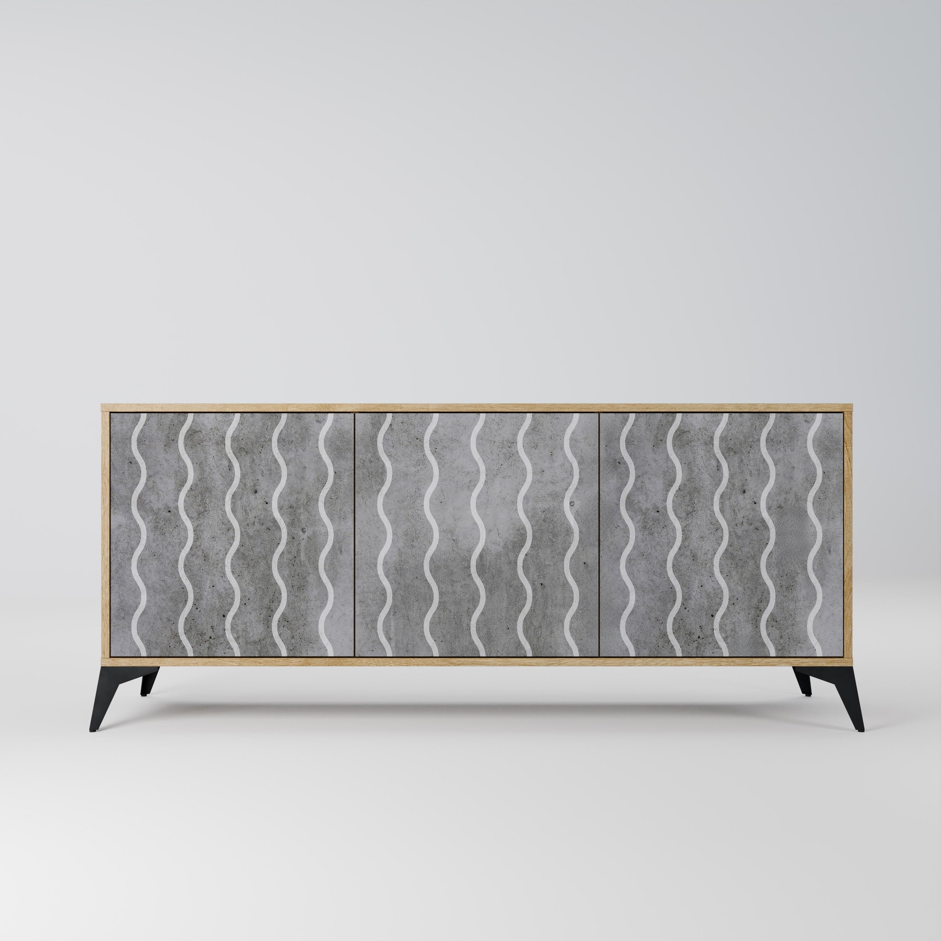 WAVES OF CONCRETE 3-türiges Sideboard in Eichenoptik