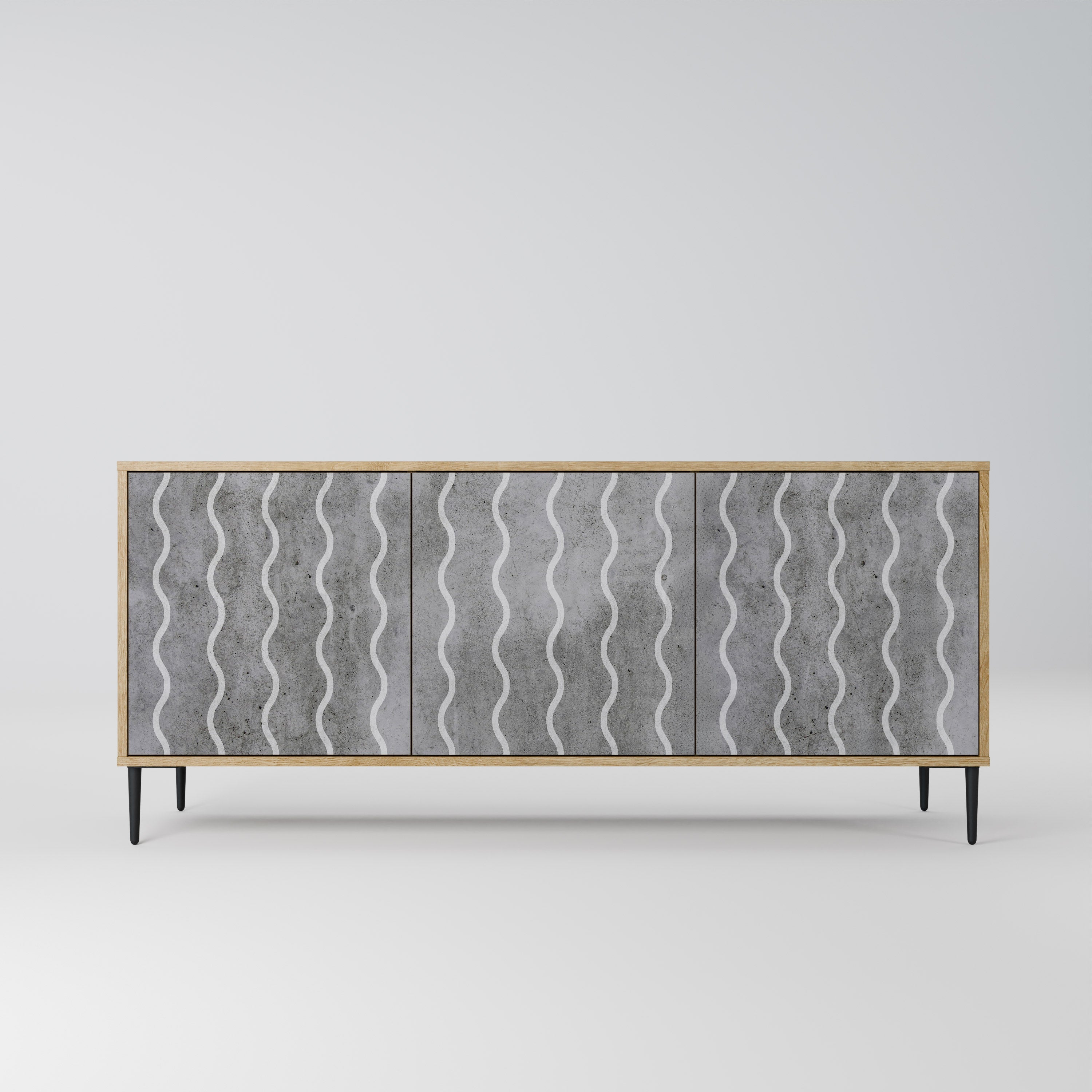 WAVES OF CONCRETE 3-türiges Sideboard in Eichenoptik