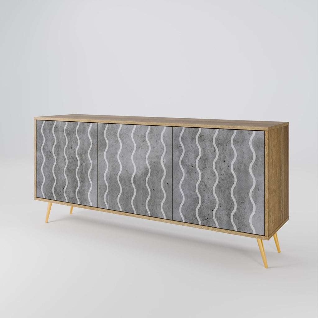 WAVES OF CONCRETE 3-türiges Sideboard in Eichenoptik