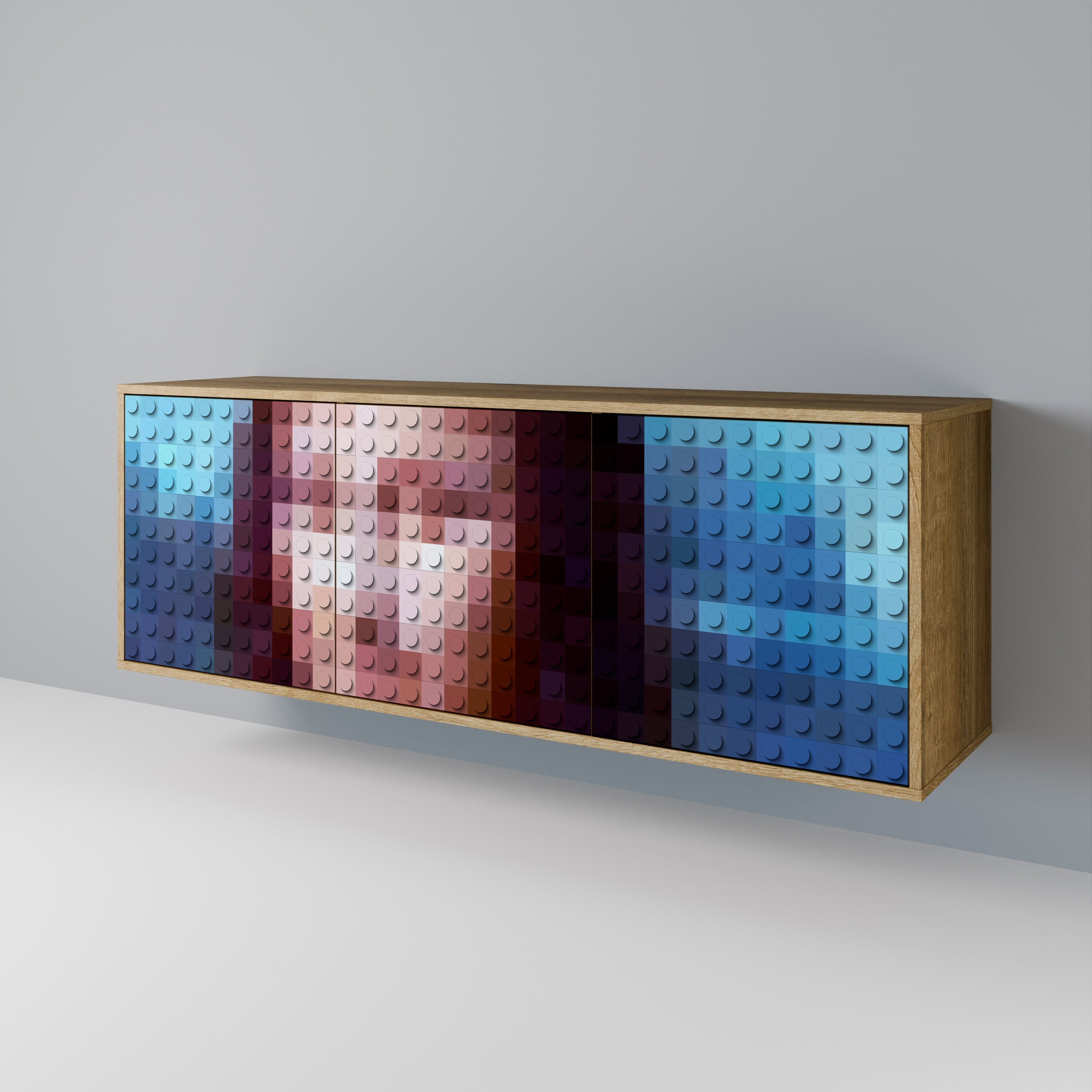 CONSTRUCTIVE ART 3-türiges Sideboard in Eichenoptik