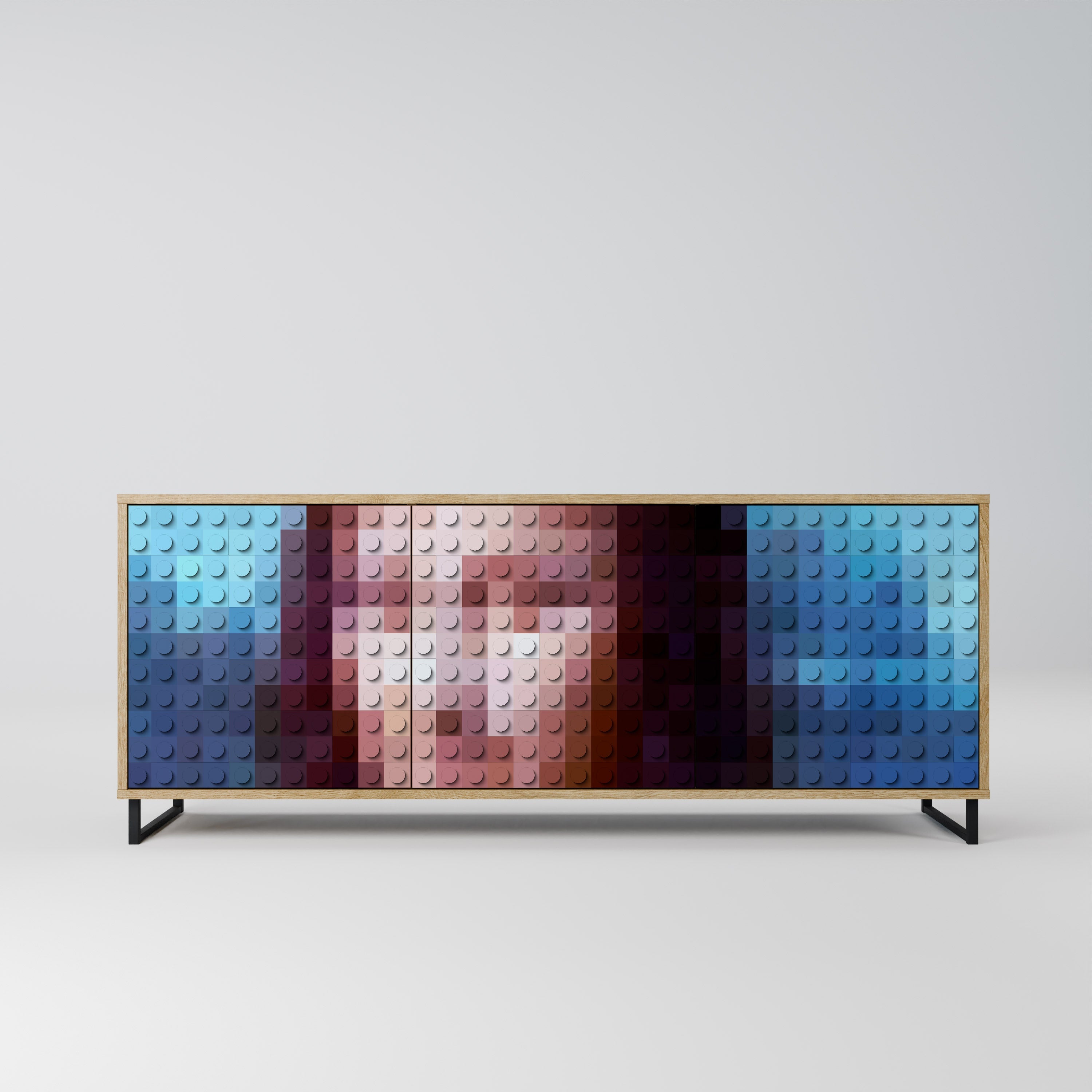 CONSTRUCTIVE ART 3-türiges Sideboard in Eichenoptik