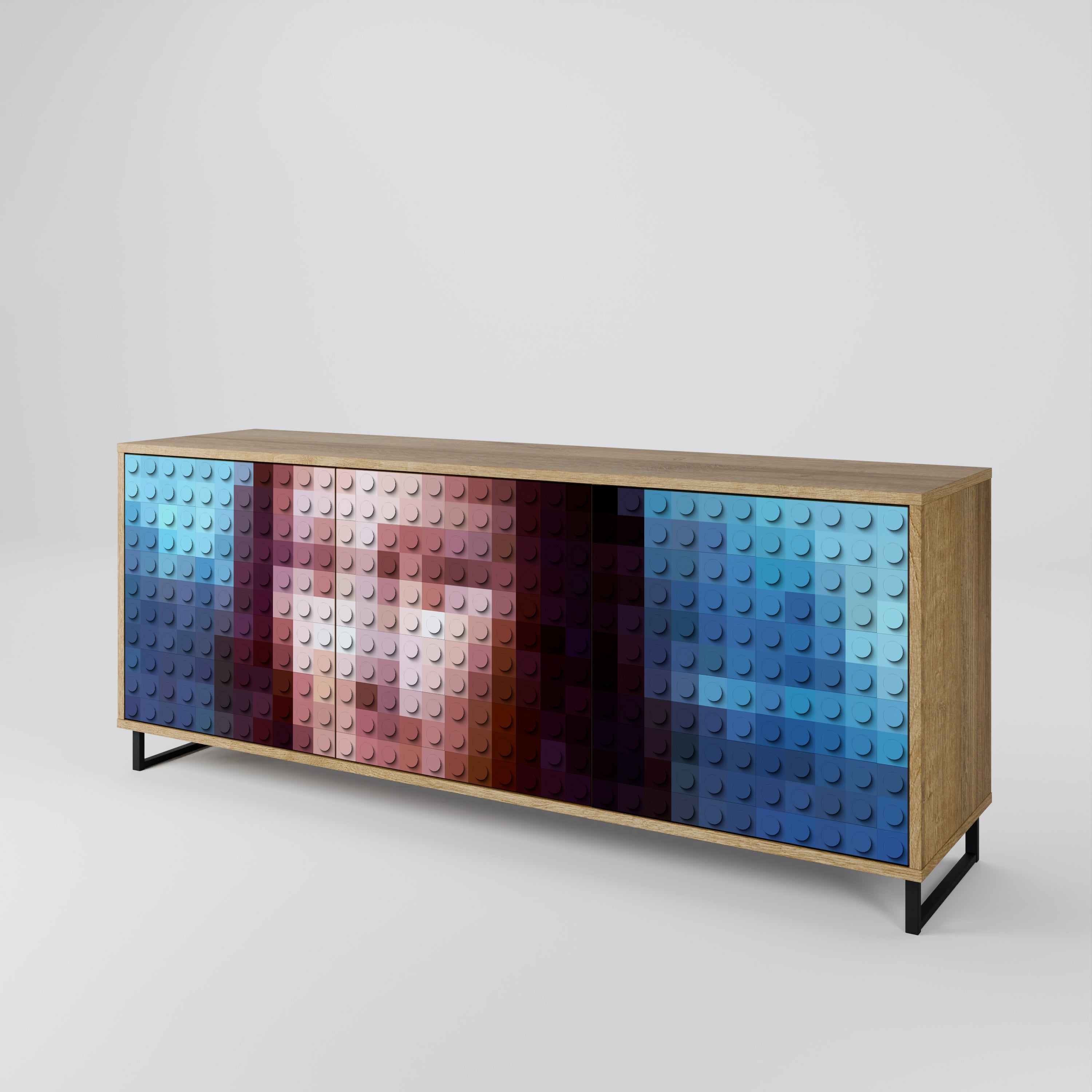 CONSTRUCTIVE ART 3-türiges Sideboard in Eichenoptik