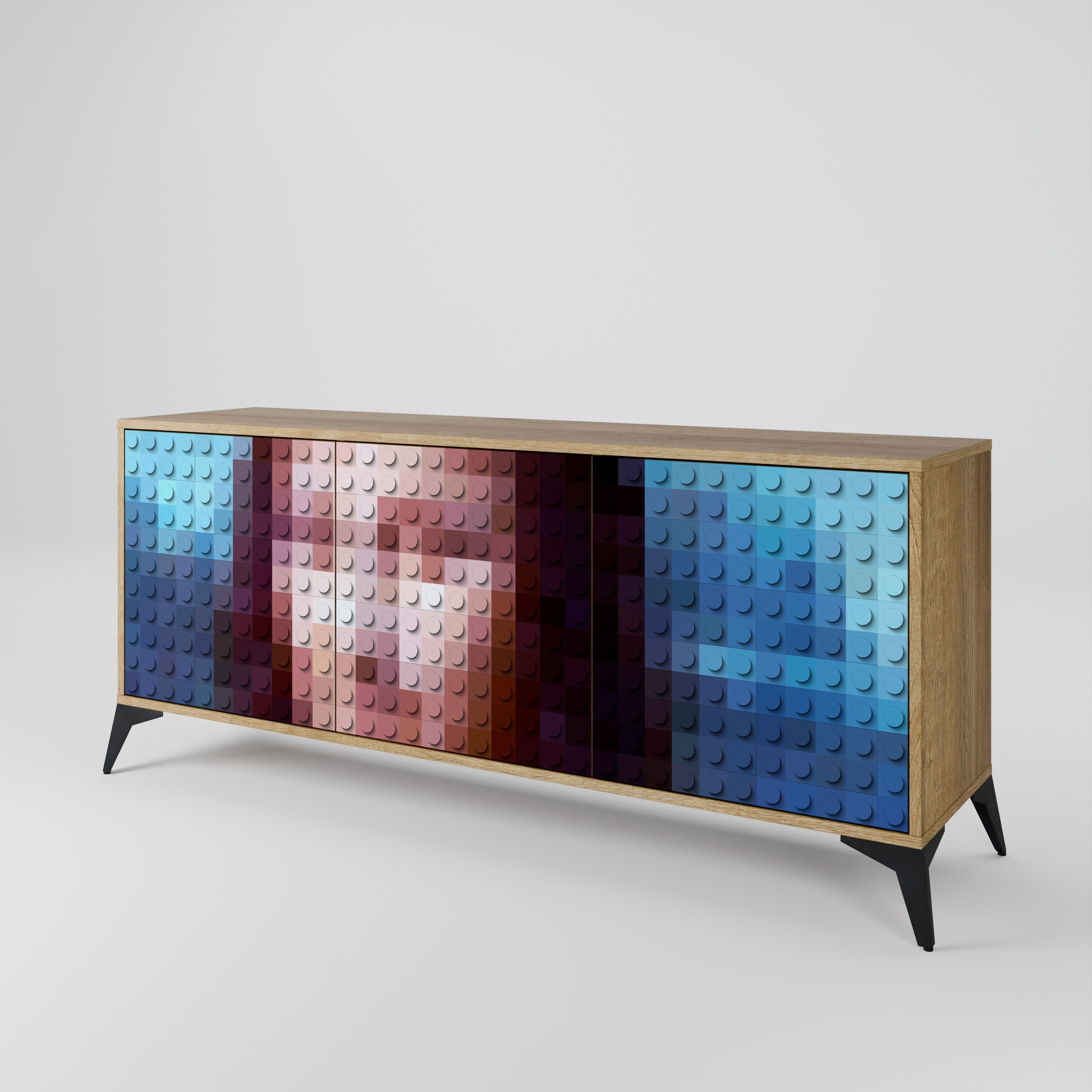 CONSTRUCTIVE ART 3-türiges Sideboard in Eichenoptik
