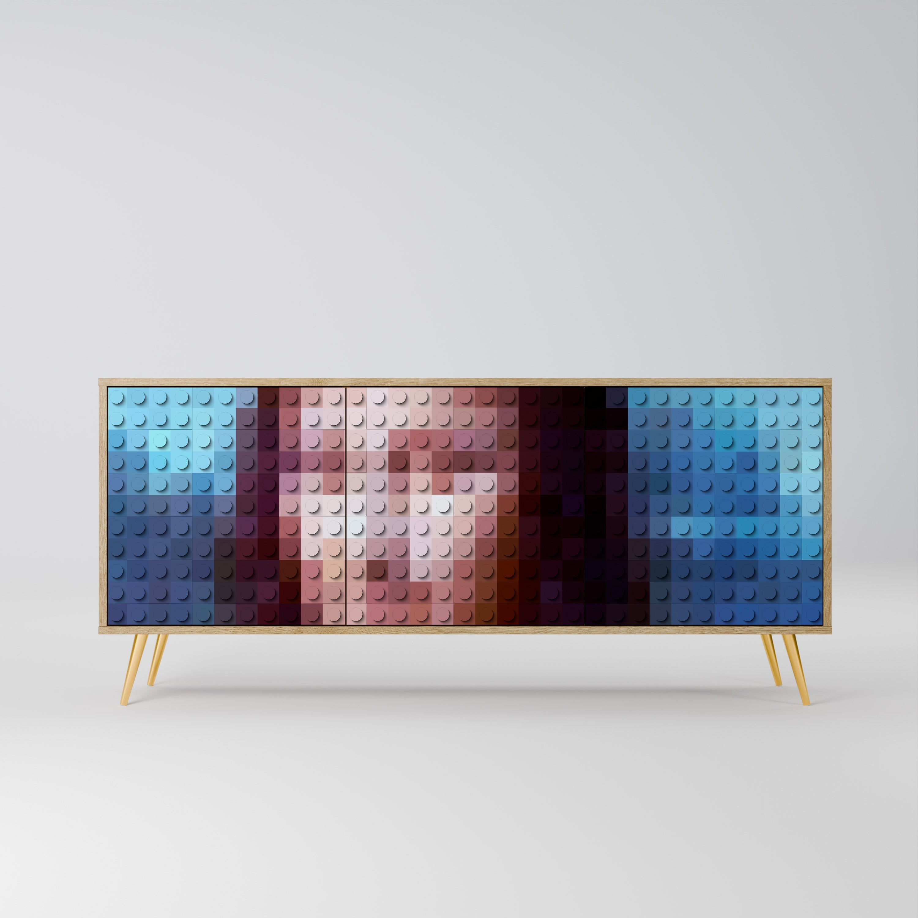 CONSTRUCTIVE ART 3-türiges Sideboard in Eichenoptik
