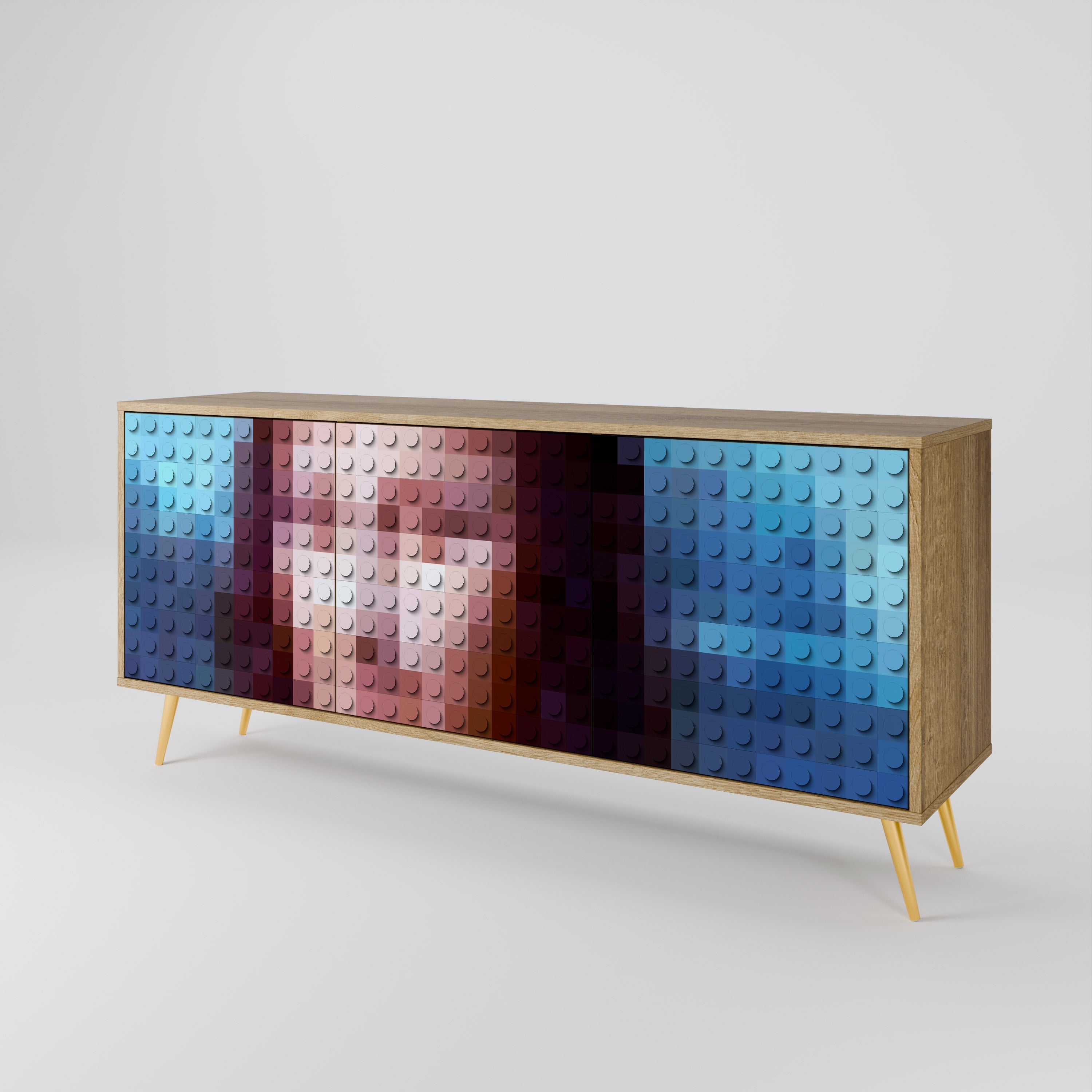 CONSTRUCTIVE ART 3-türiges Sideboard in Eichenoptik