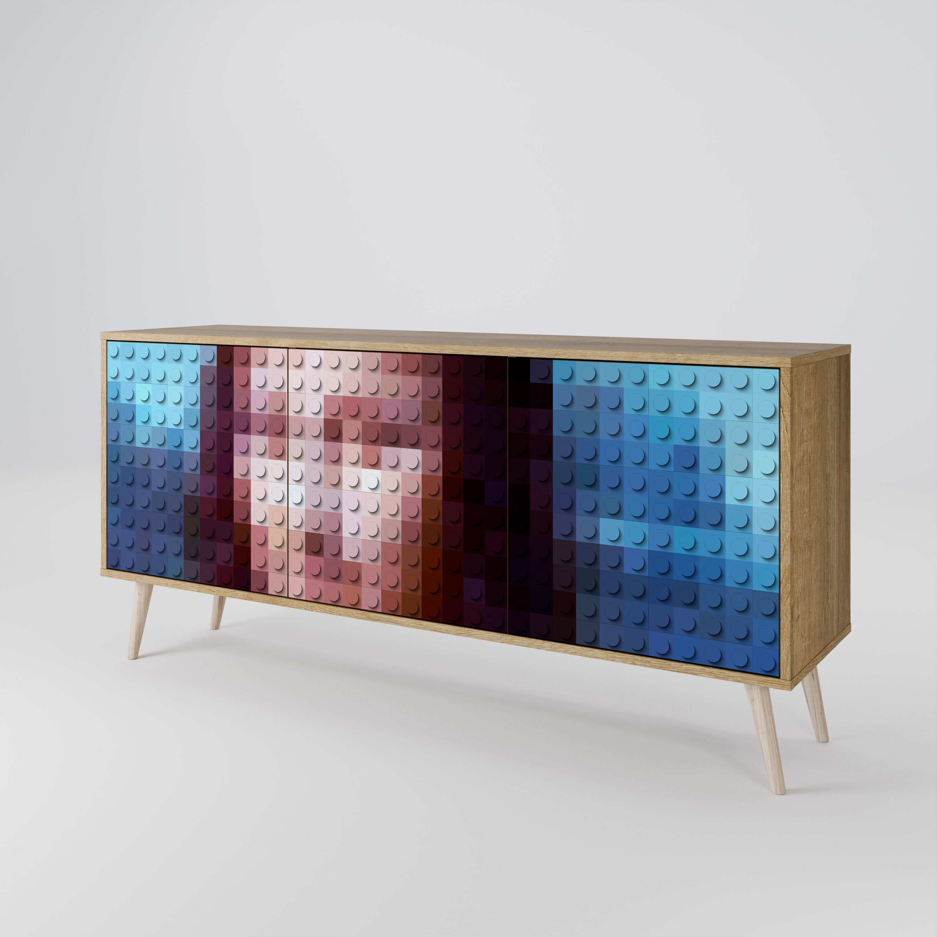CONSTRUCTIVE ART 3-türiges Sideboard in Eichenoptik