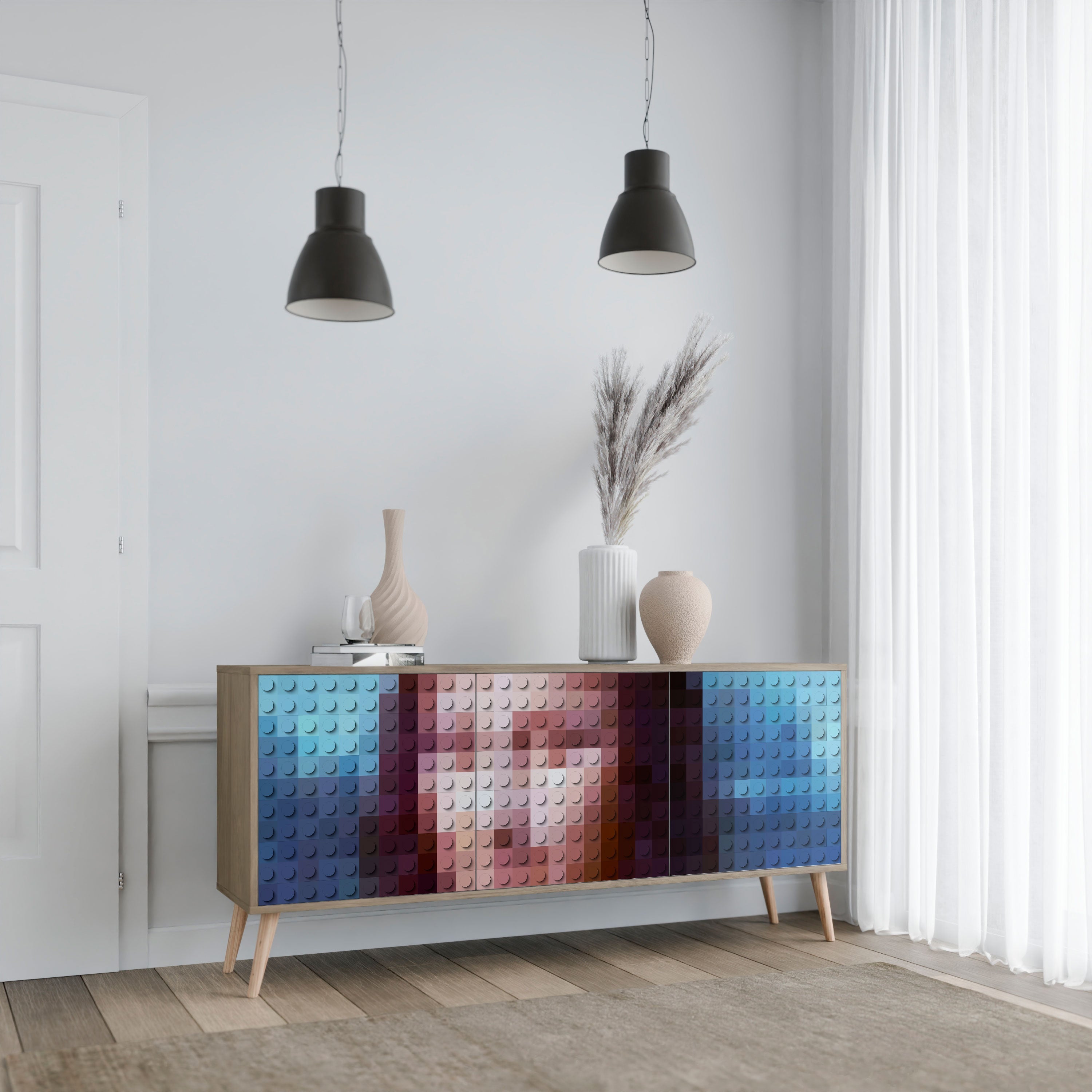 CONSTRUCTIVE ART 3-türiges Sideboard in Eichenoptik