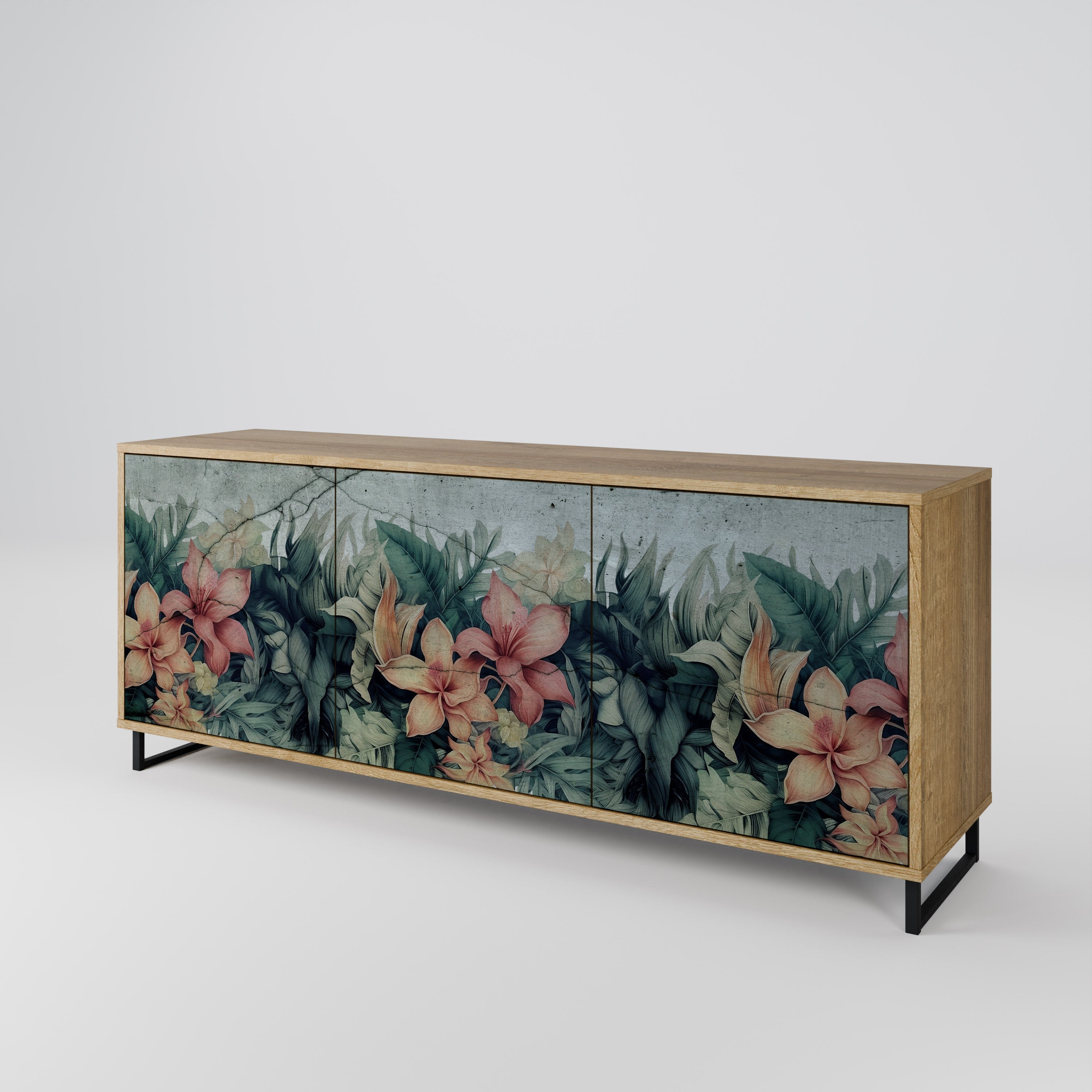 HEAVENLY BLOOM 3-türiges Sideboard in Eichenoptik