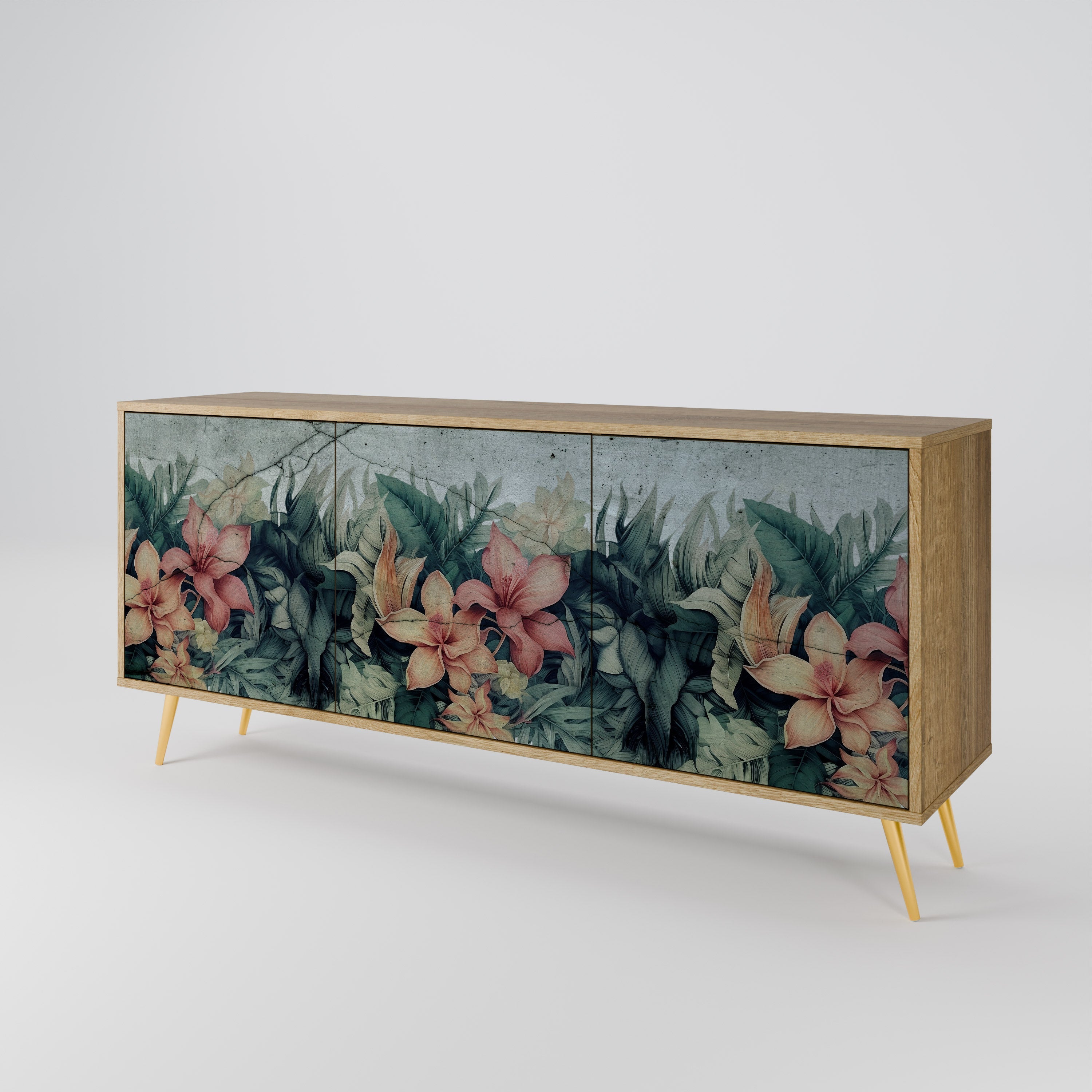 HEAVENLY BLOOM 3-türiges Sideboard in Eichenoptik