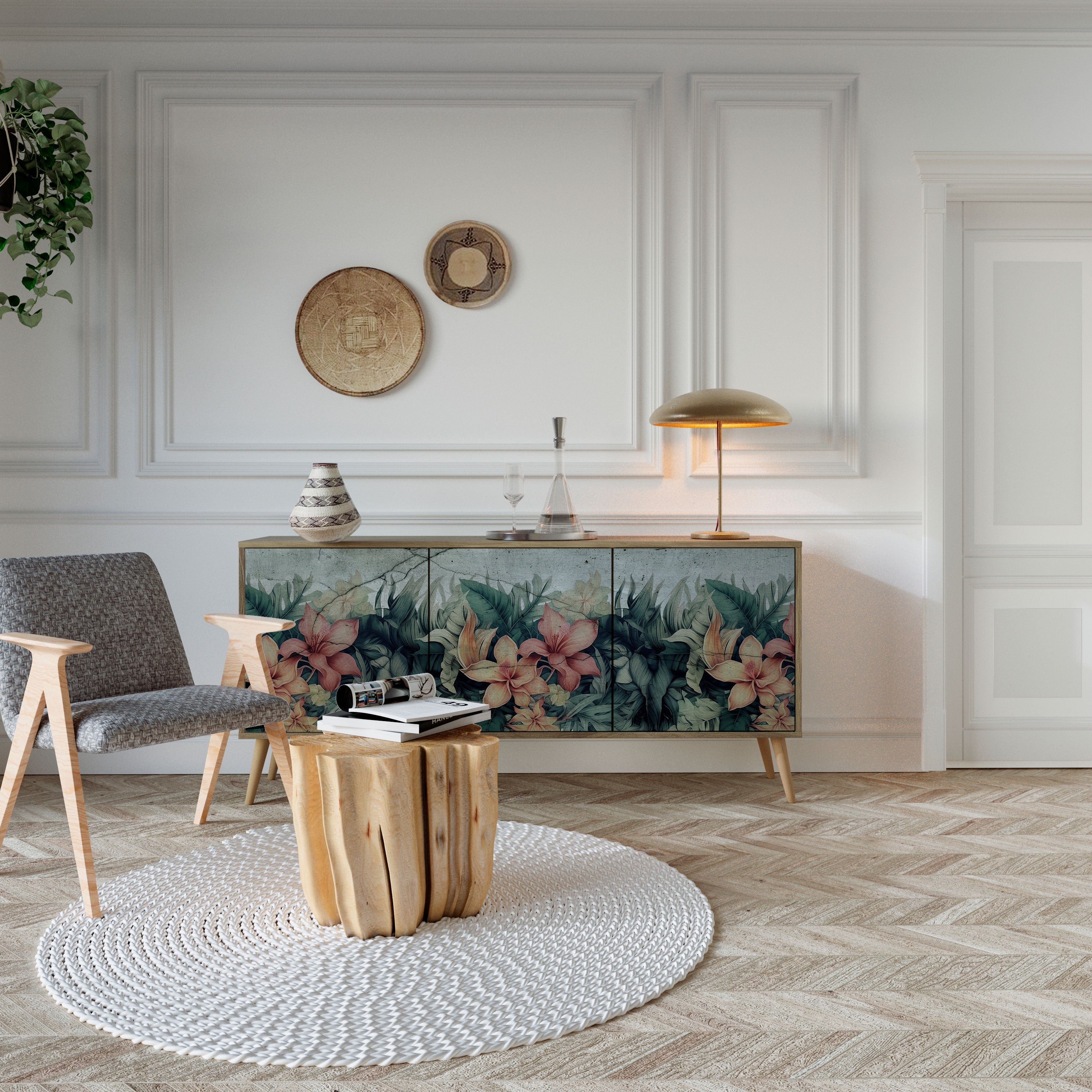 HEAVENLY BLOOM 3-türiges Sideboard in Eichenoptik
