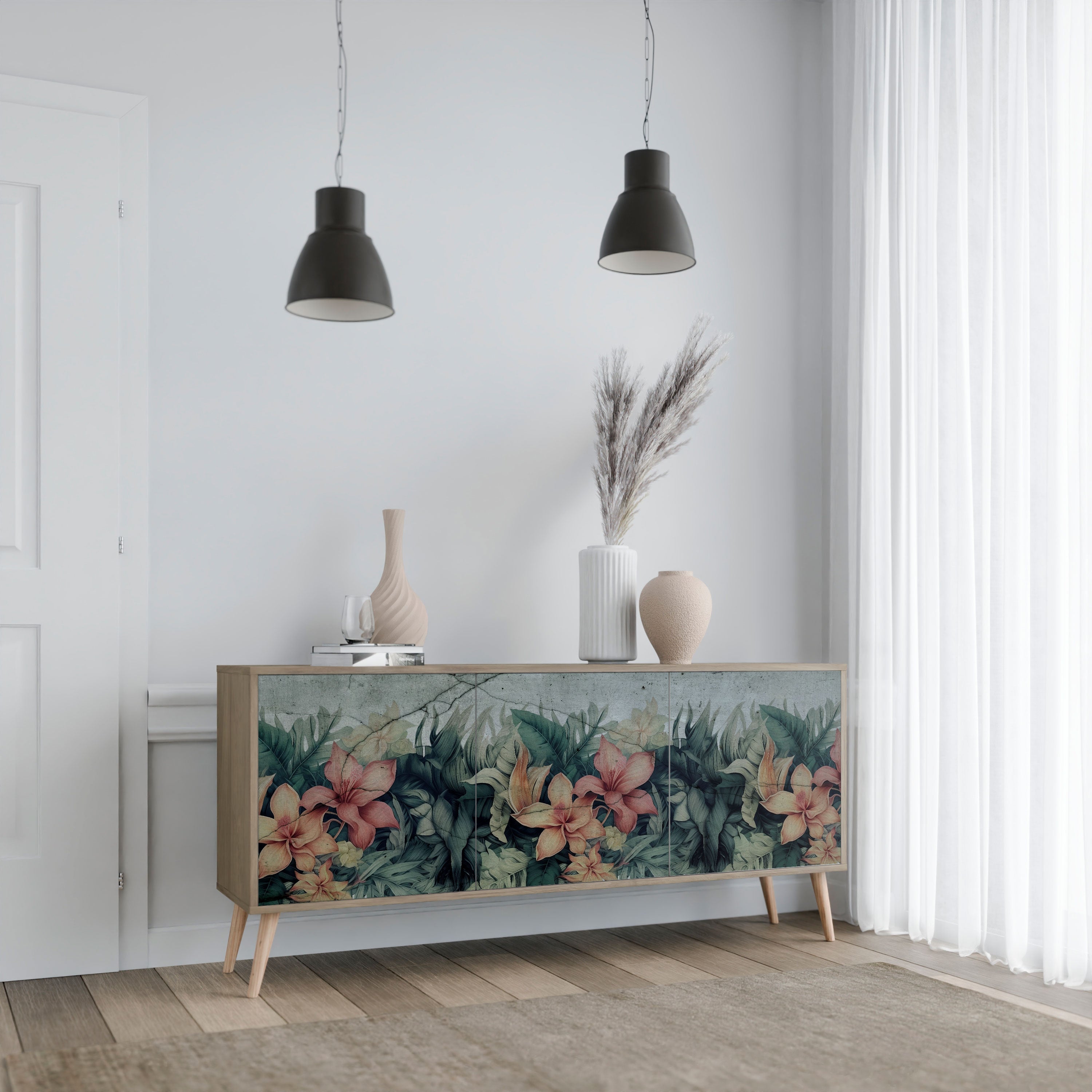 HEAVENLY BLOOM 3-türiges Sideboard in Eichenoptik