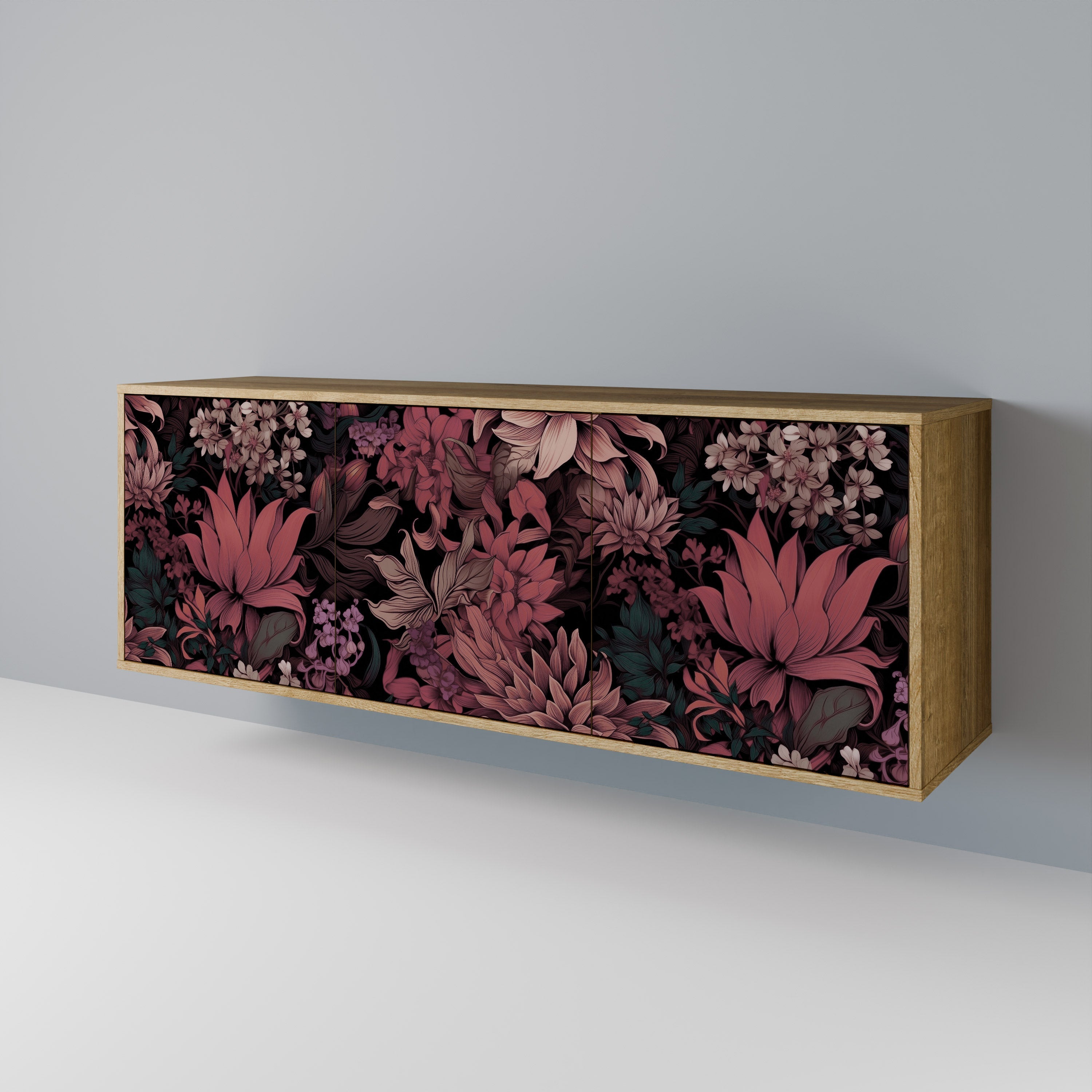 FLORAL WHISPER 3-türiges Sideboard in Eichenoptik