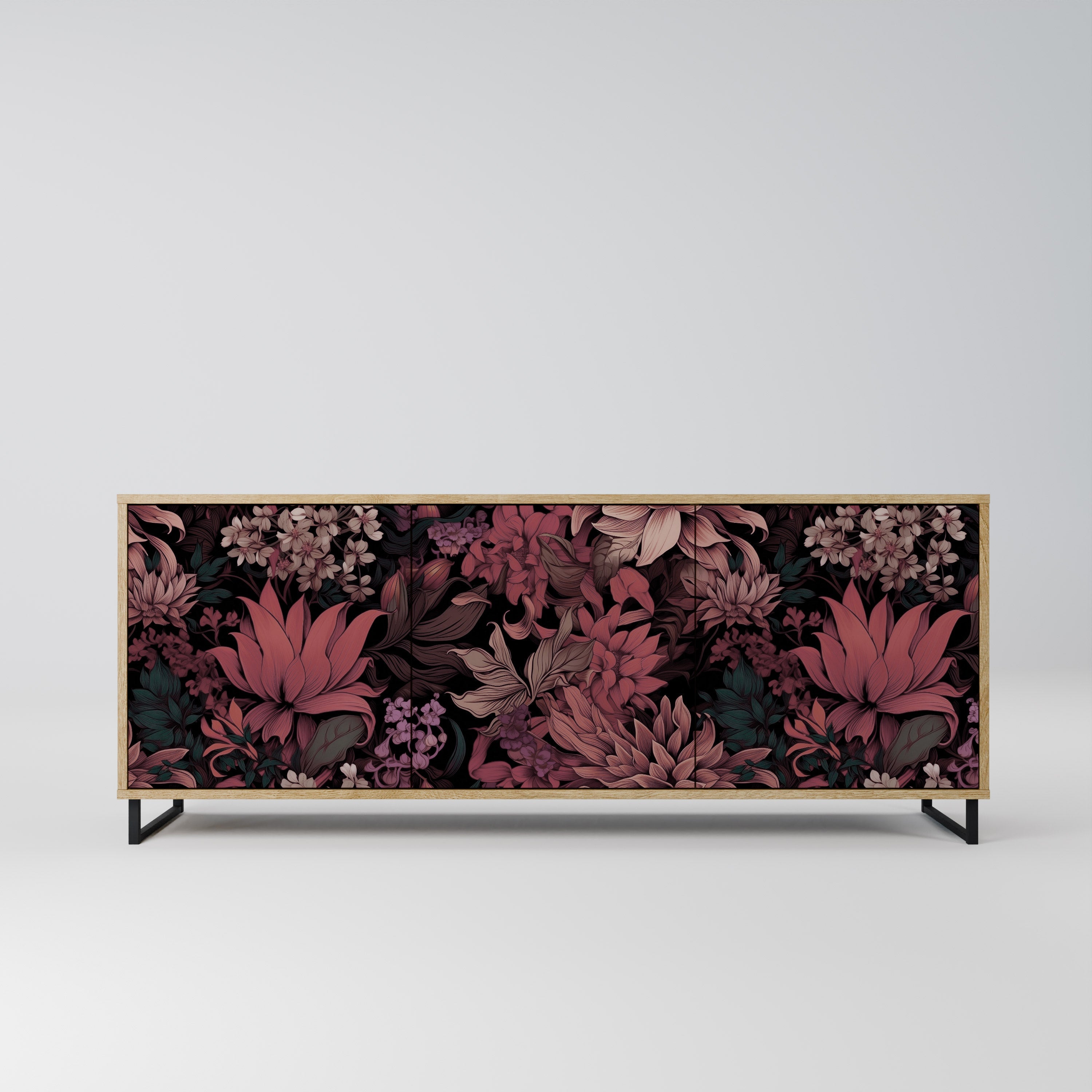 FLORAL WHISPER 3-türiges Sideboard in Eichenoptik