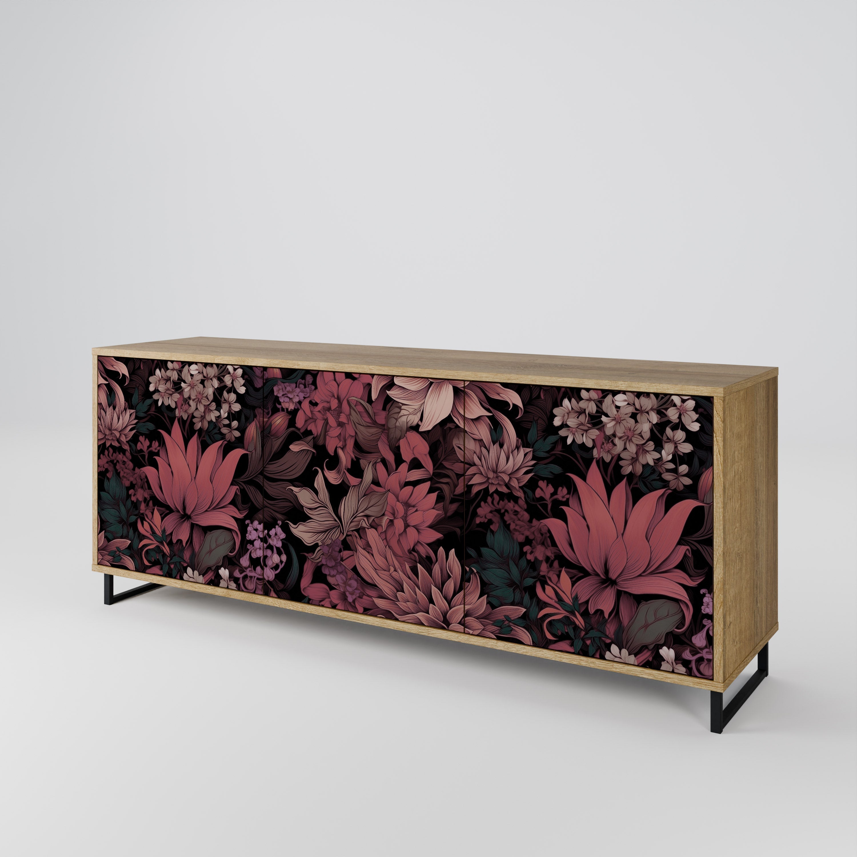 FLORAL WHISPER 3-türiges Sideboard in Eichenoptik