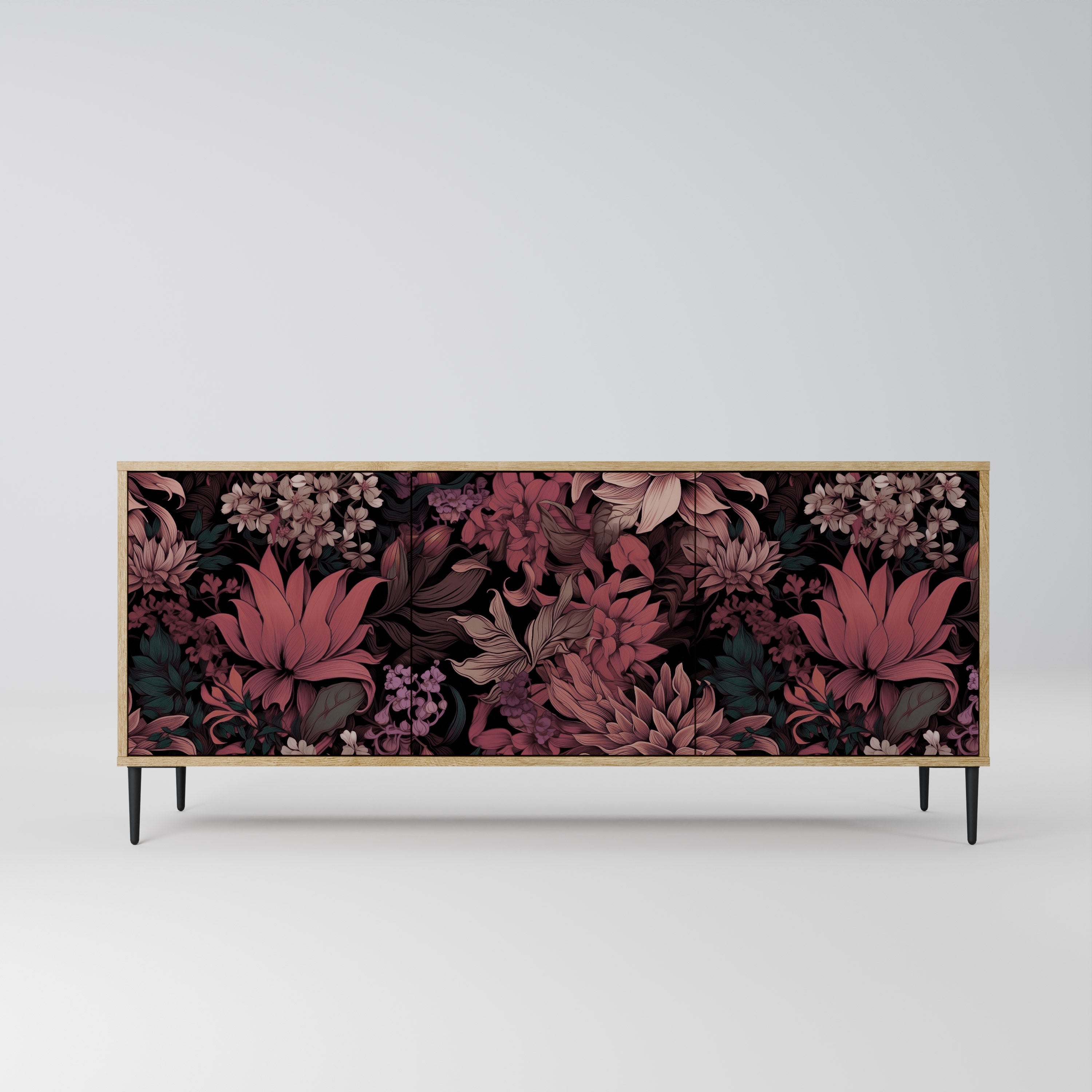 FLORAL WHISPER 3-türiges Sideboard in Eichenoptik
