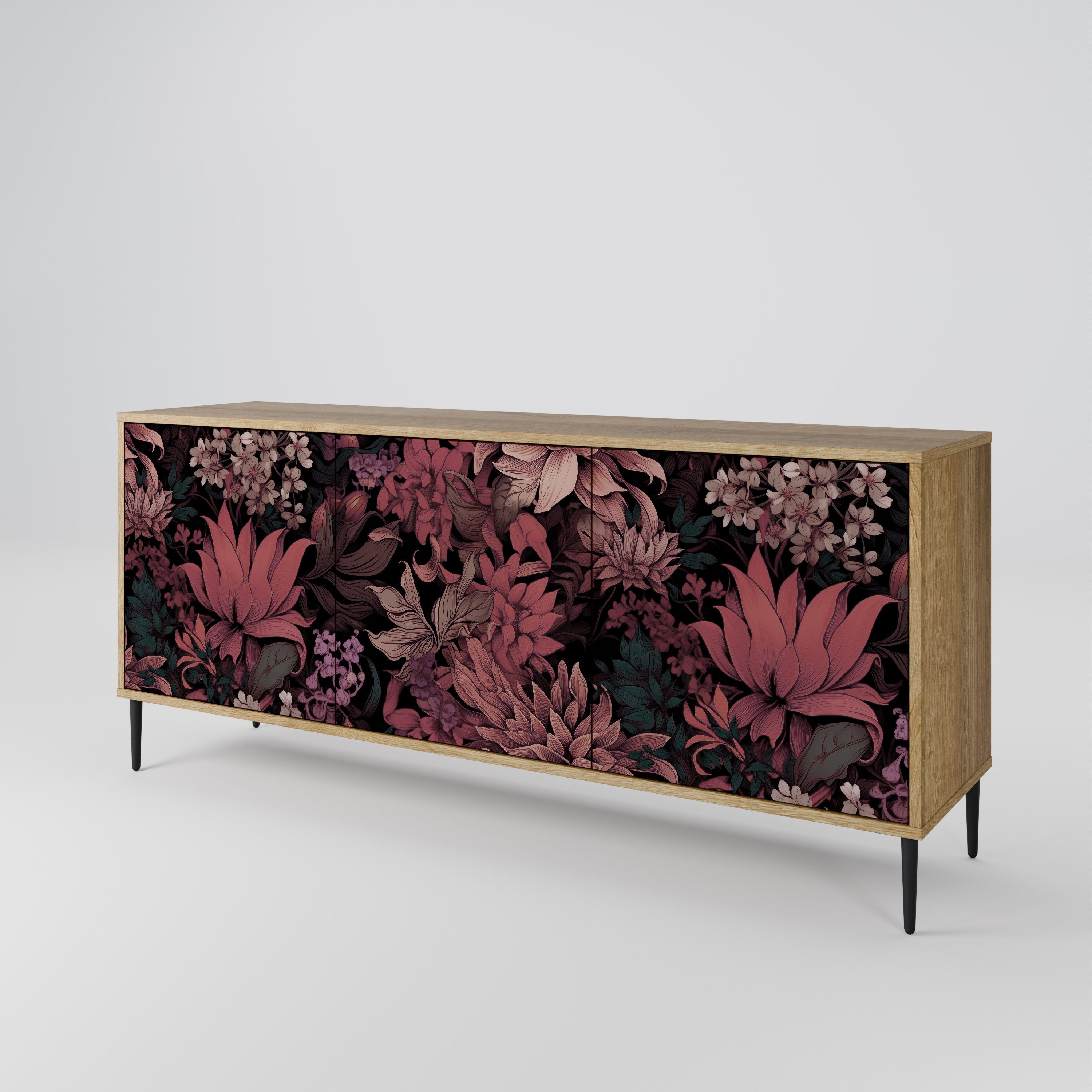 FLORAL WHISPER 3-türiges Sideboard in Eichenoptik