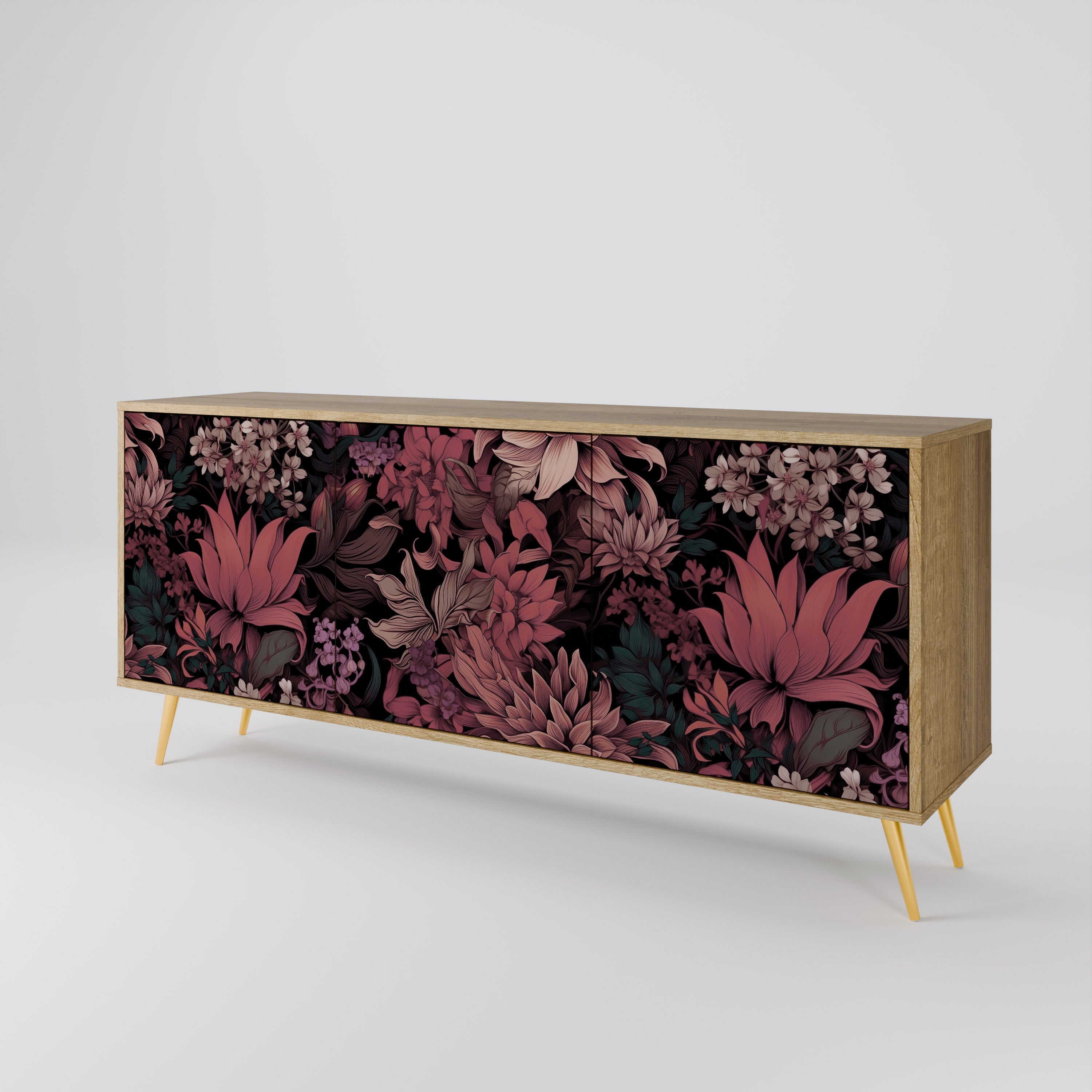 FLORAL WHISPER 3-türiges Sideboard in Eichenoptik