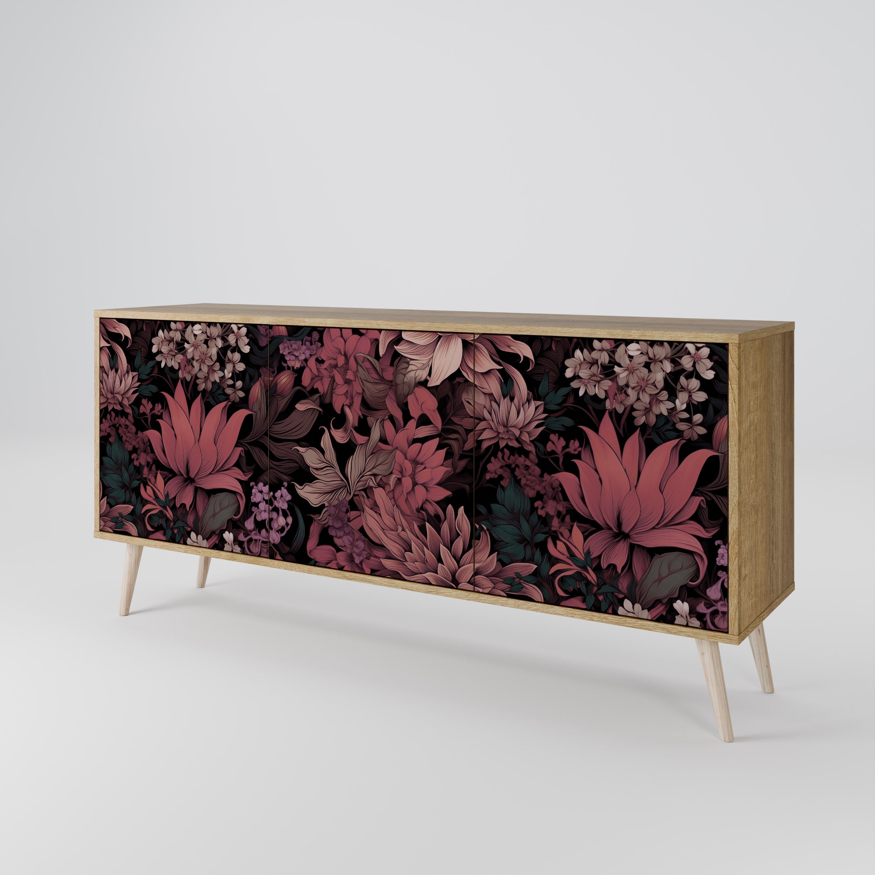 FLORAL WHISPER 3-türiges Sideboard in Eichenoptik