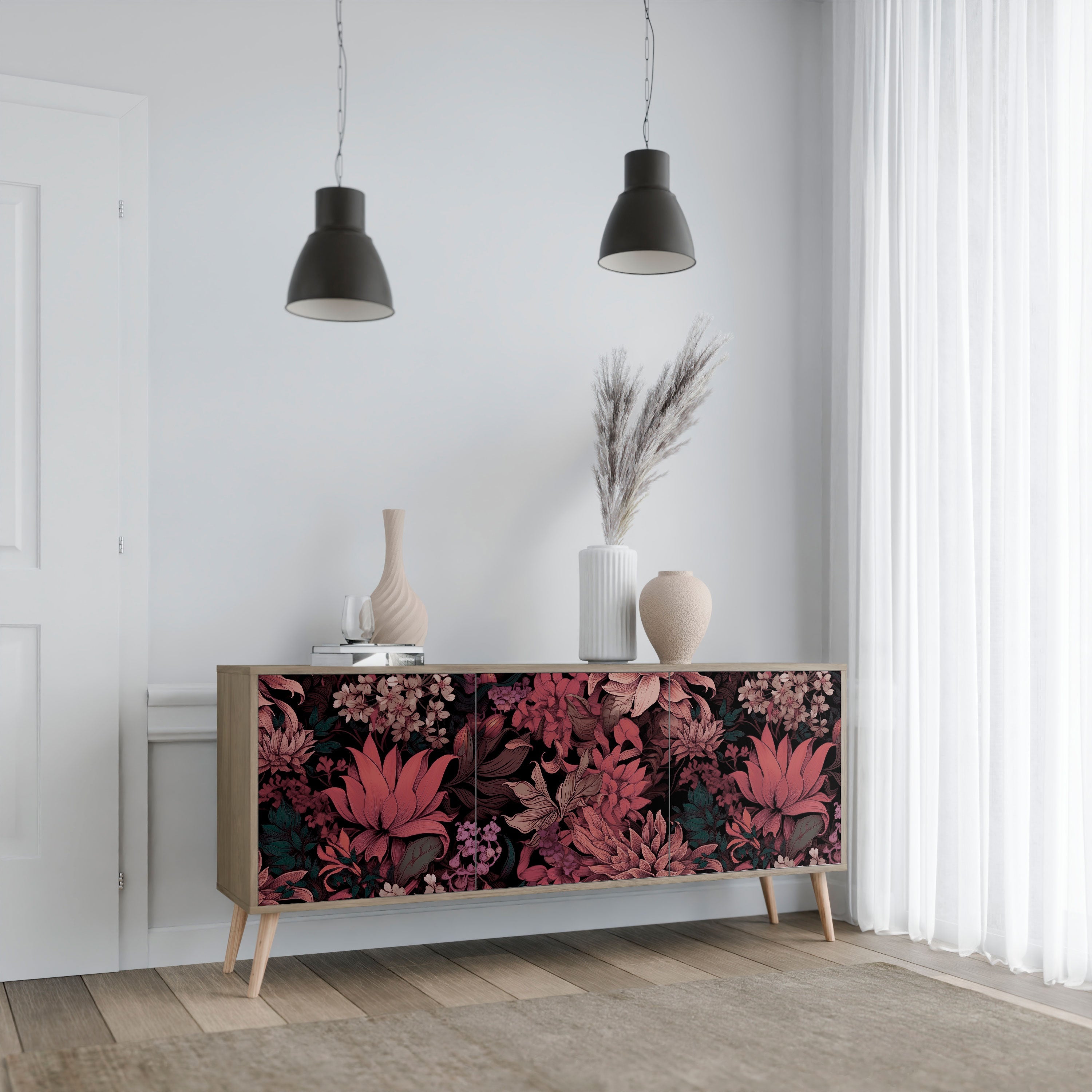 FLORAL WHISPER 3-türiges Sideboard in Eichenoptik