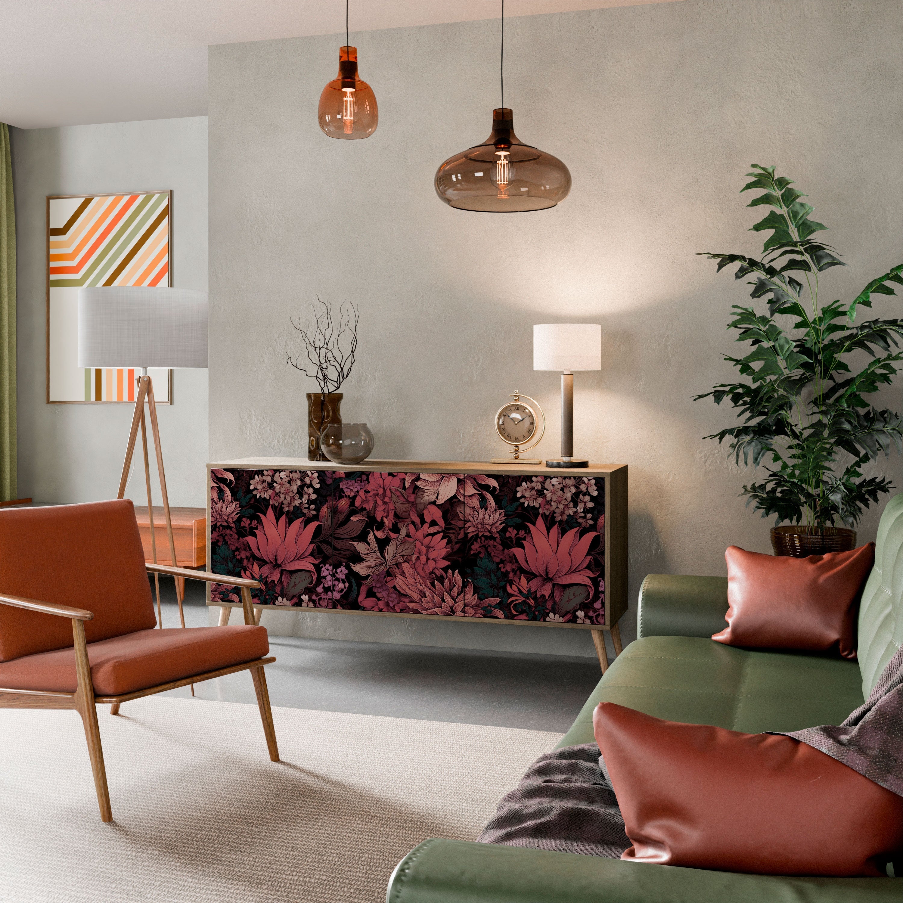FLORAL WHISPER 3-türiges Sideboard in Eichenoptik