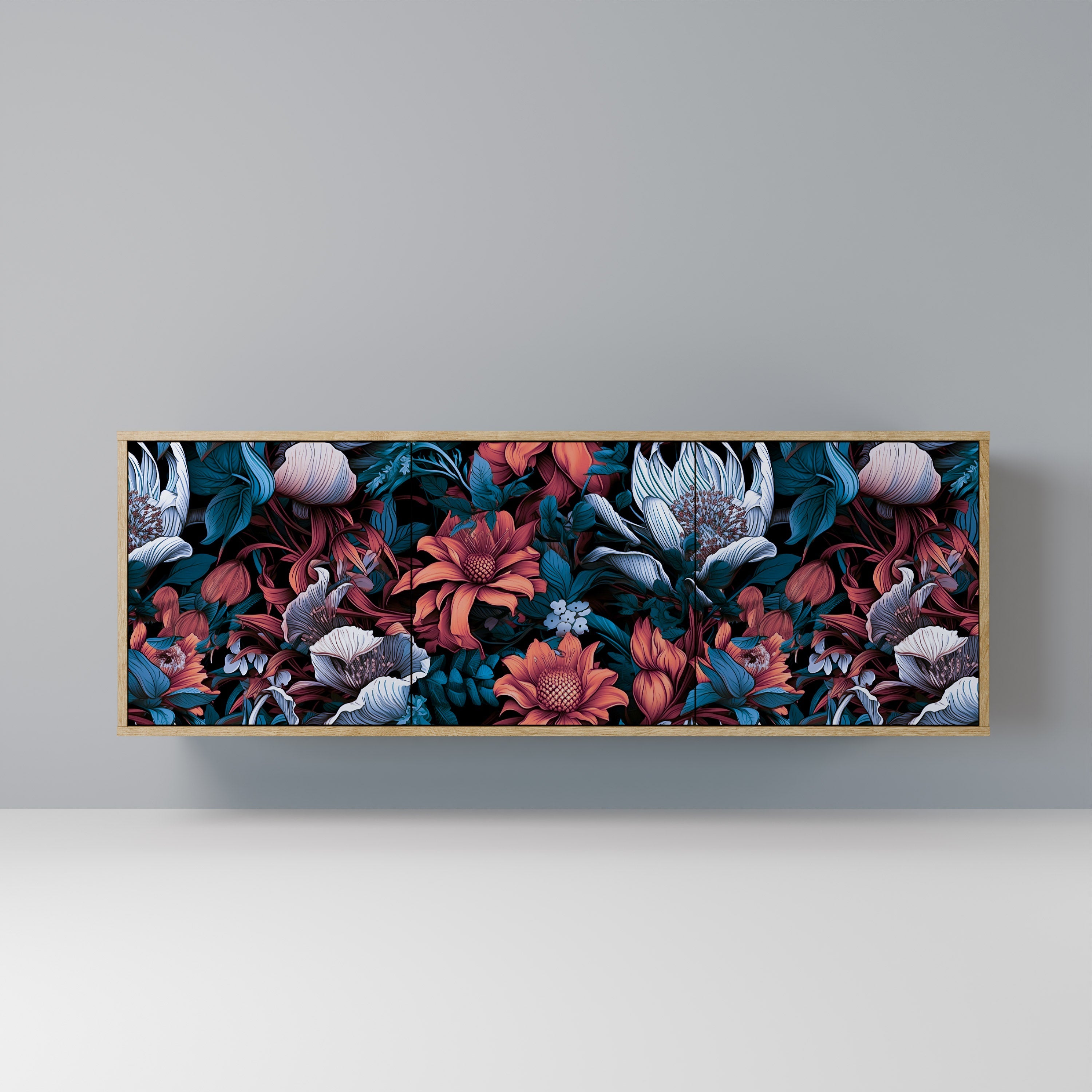Ethereal Blossoms 3-türiges Sideboard in Eichenoptik