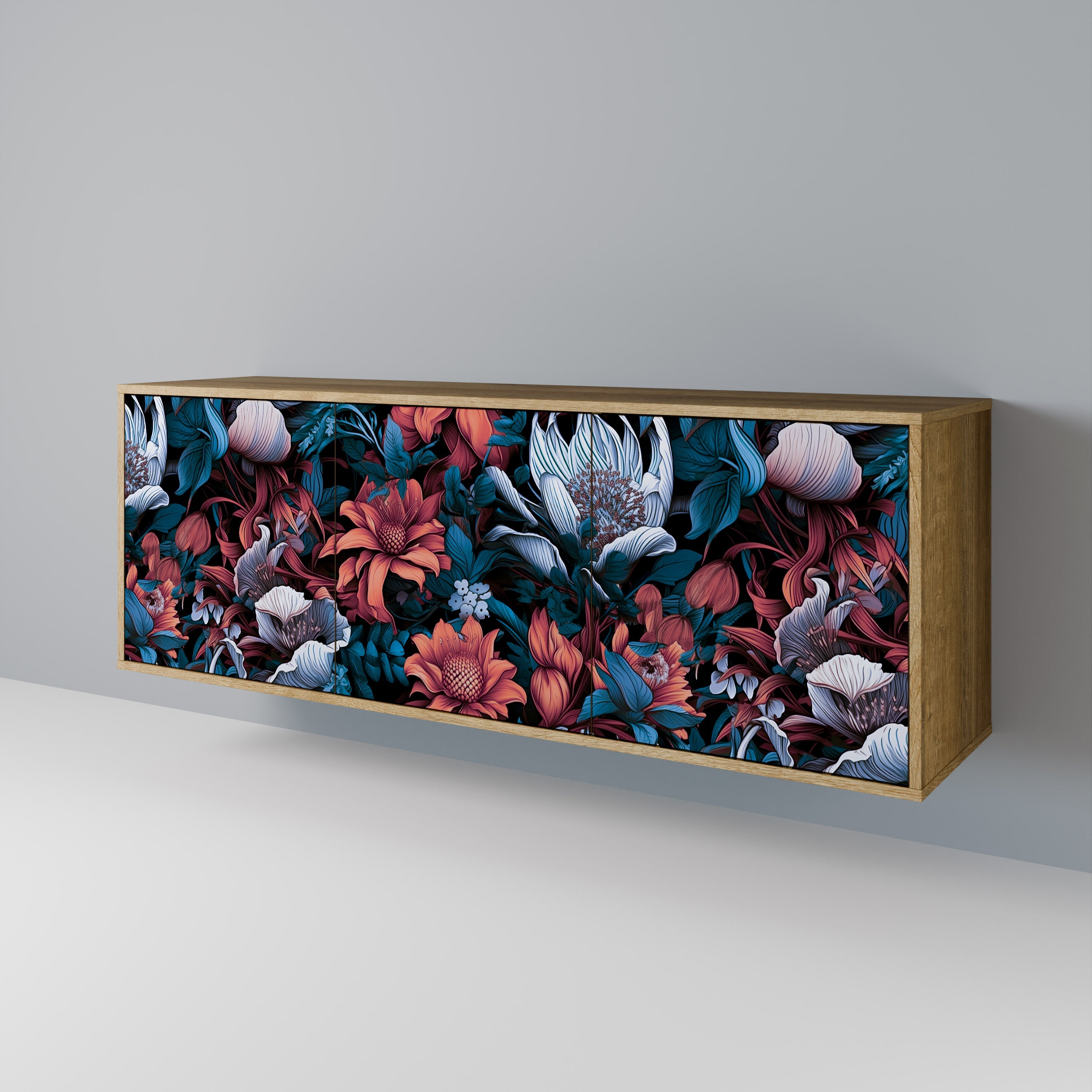 Ethereal Blossoms 3-türiges Sideboard in Eichenoptik