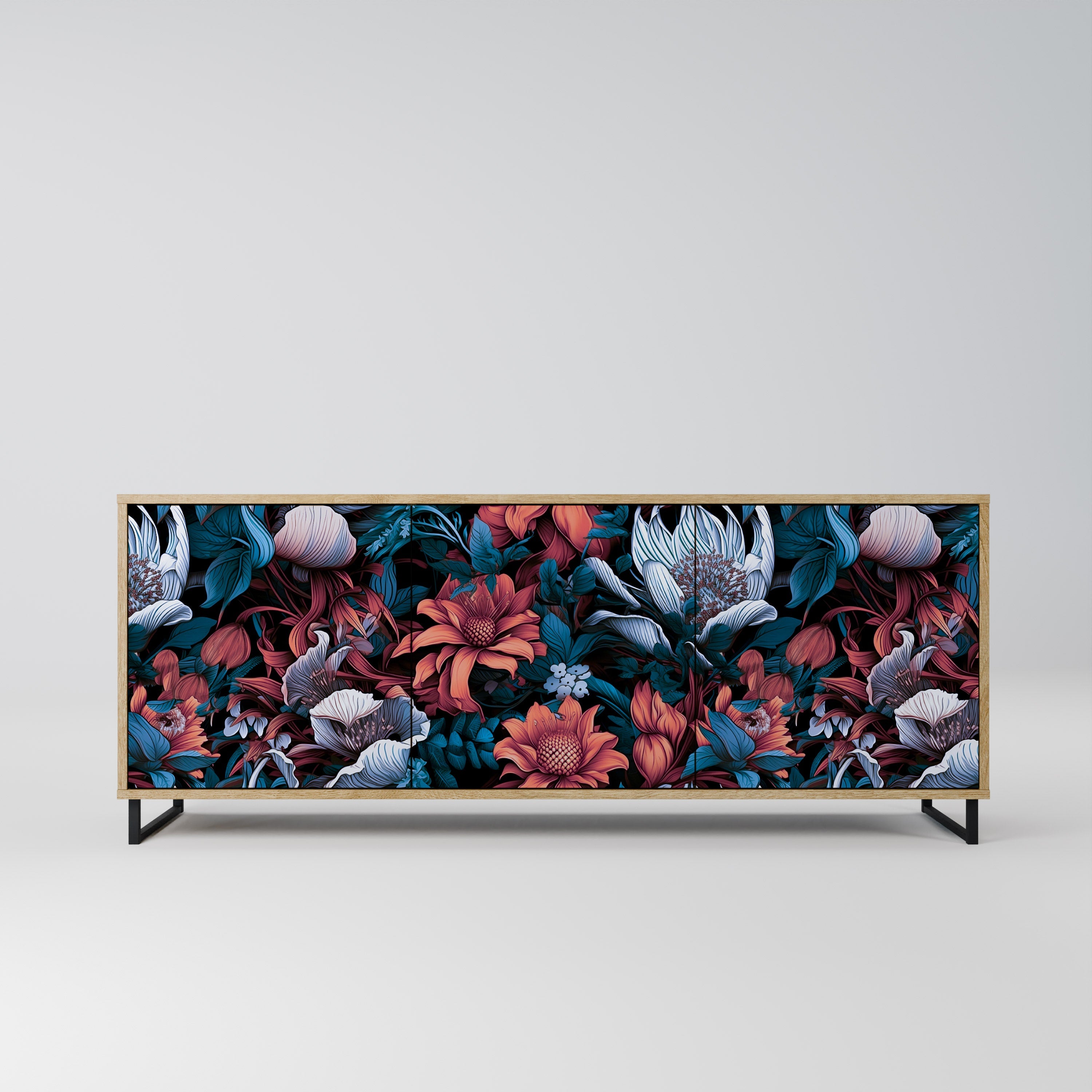 Ethereal Blossoms 3-türiges Sideboard in Eichenoptik