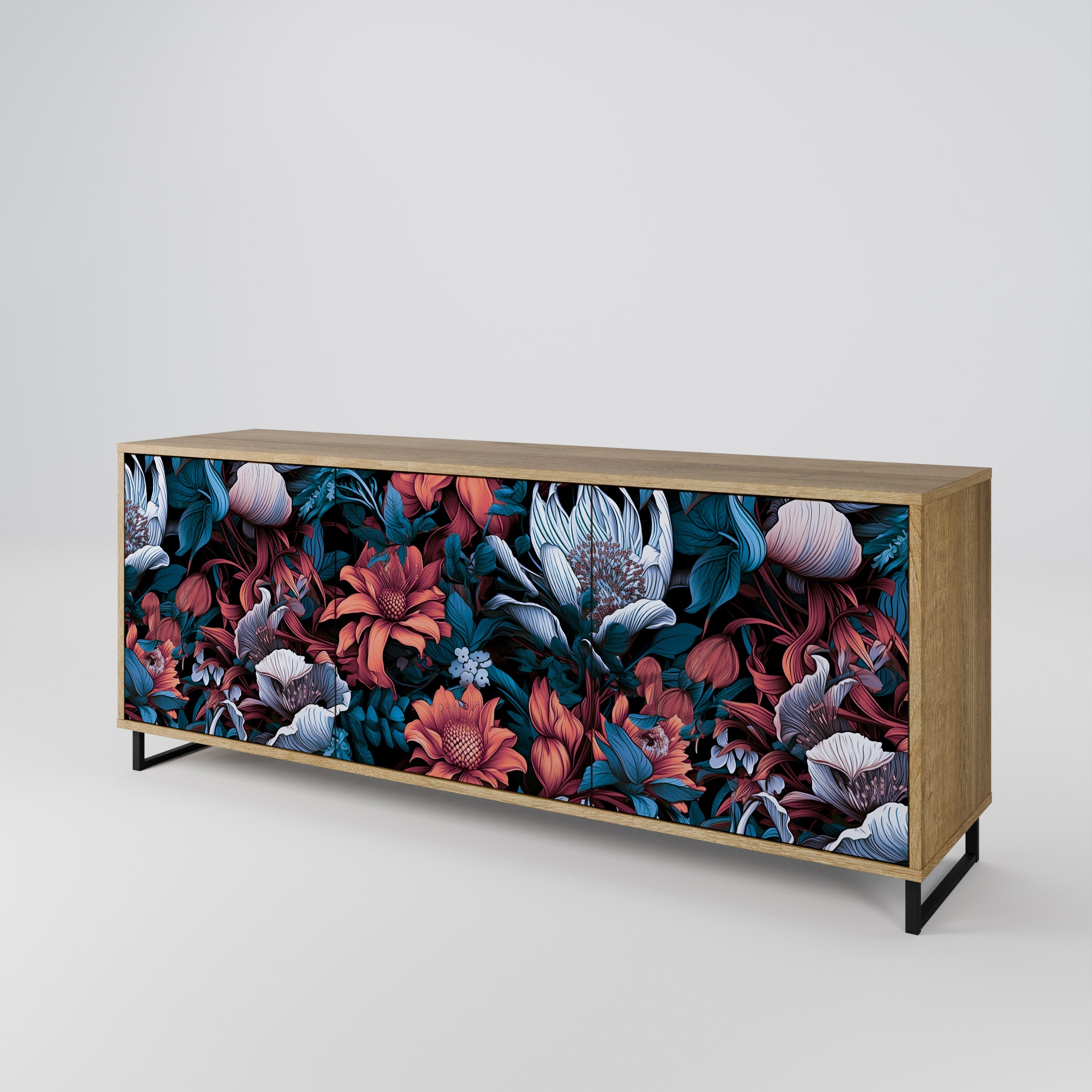 Ethereal Blossoms 3-türiges Sideboard in Eichenoptik