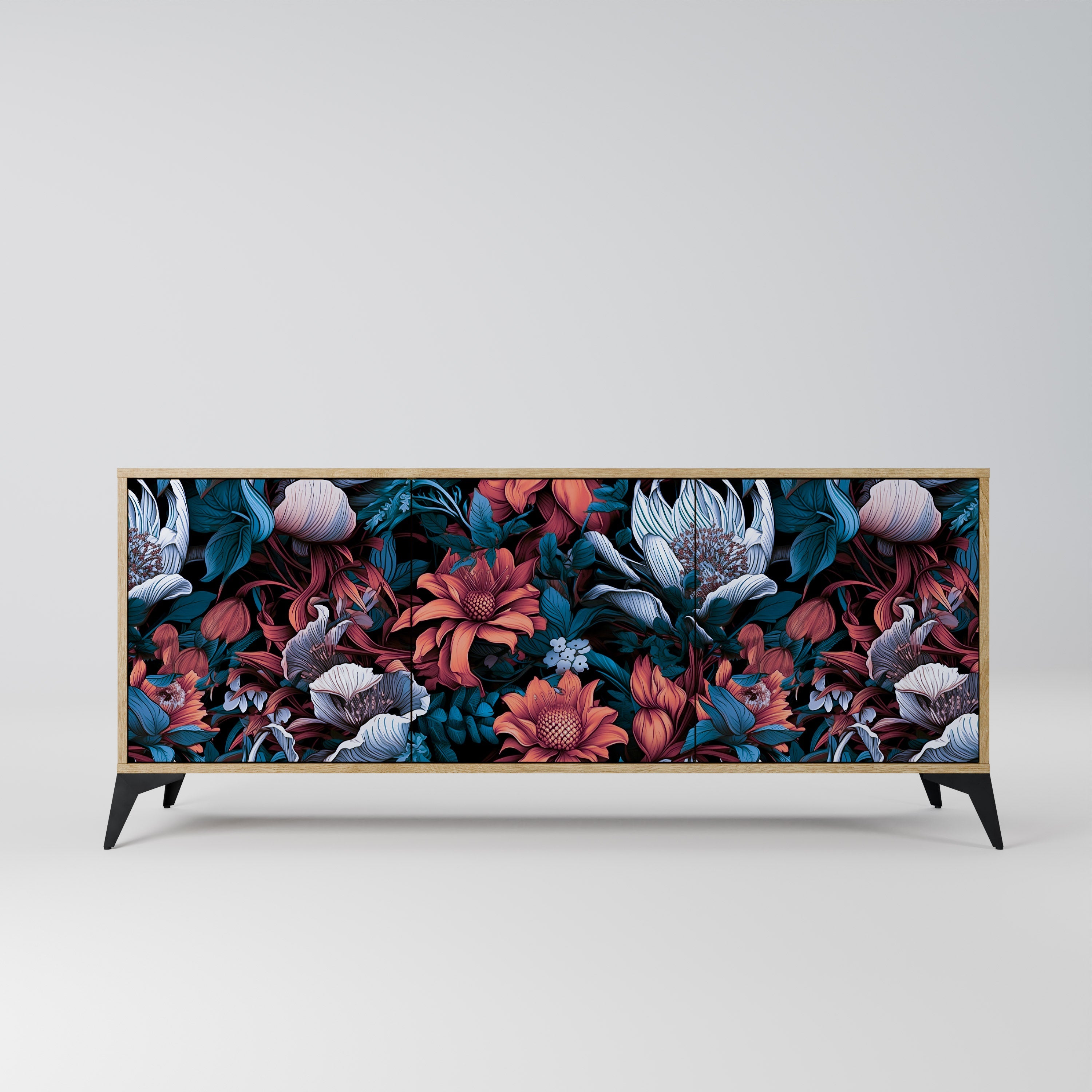 Ethereal Blossoms 3-türiges Sideboard in Eichenoptik