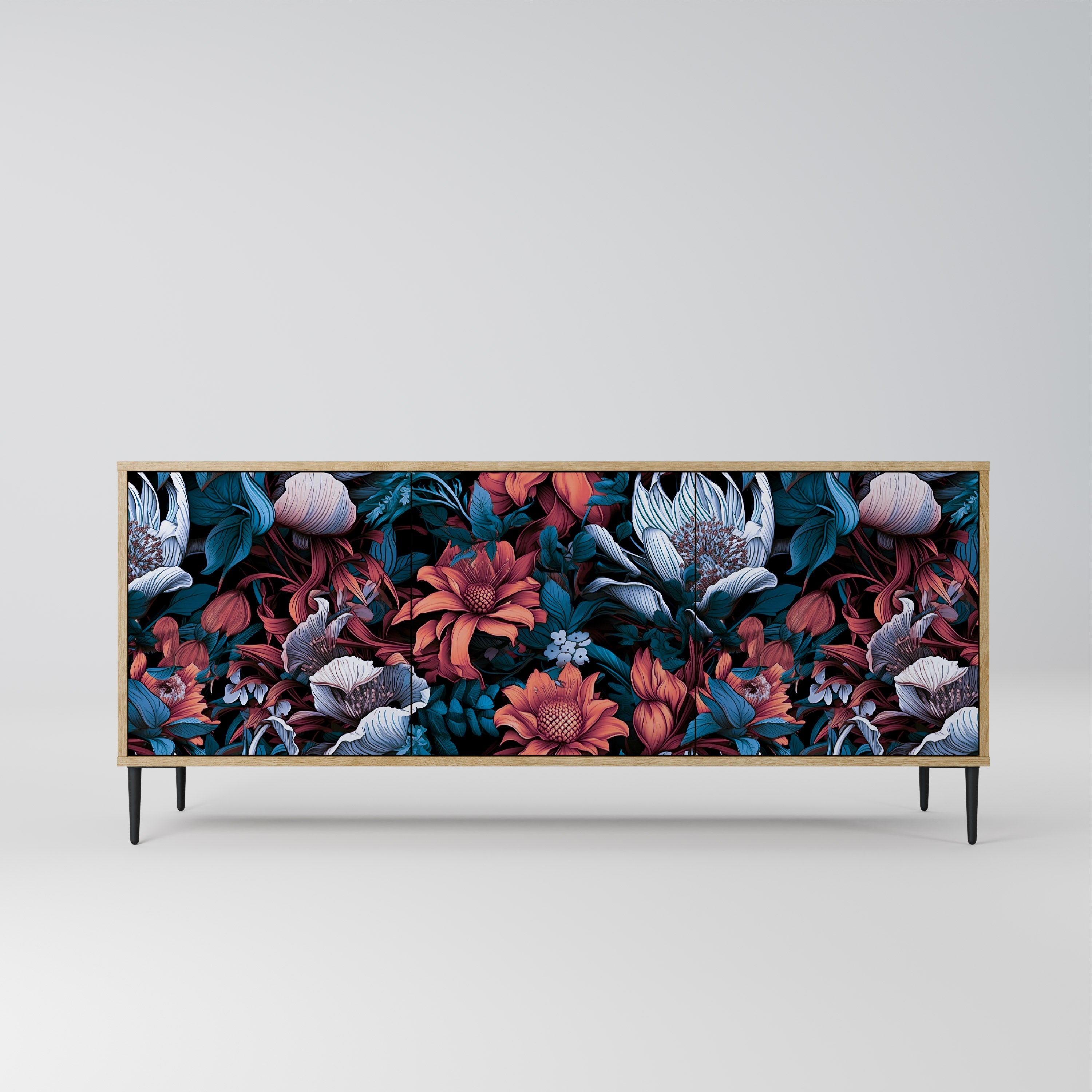 Ethereal Blossoms 3-türiges Sideboard in Eichenoptik