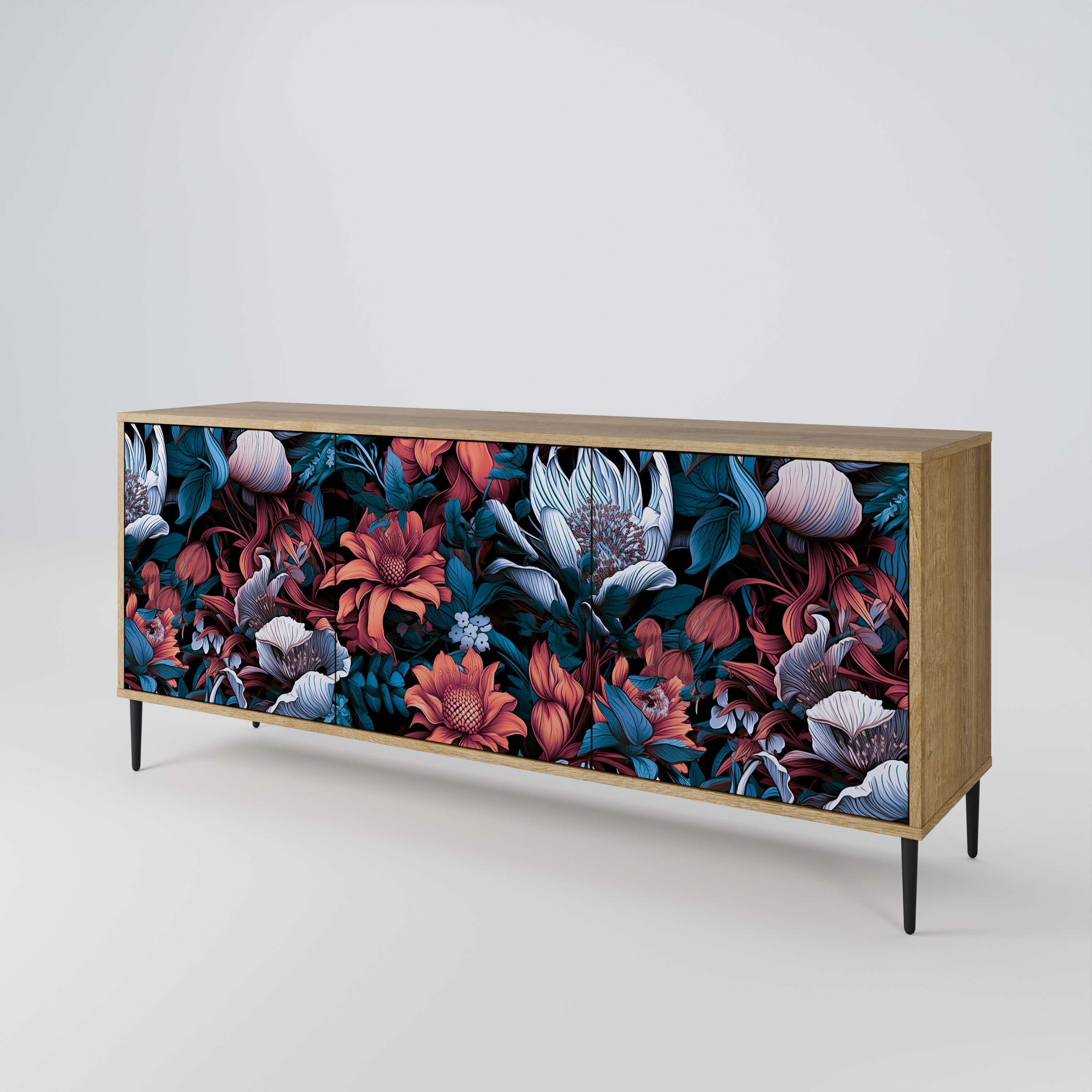 Ethereal Blossoms 3-türiges Sideboard in Eichenoptik