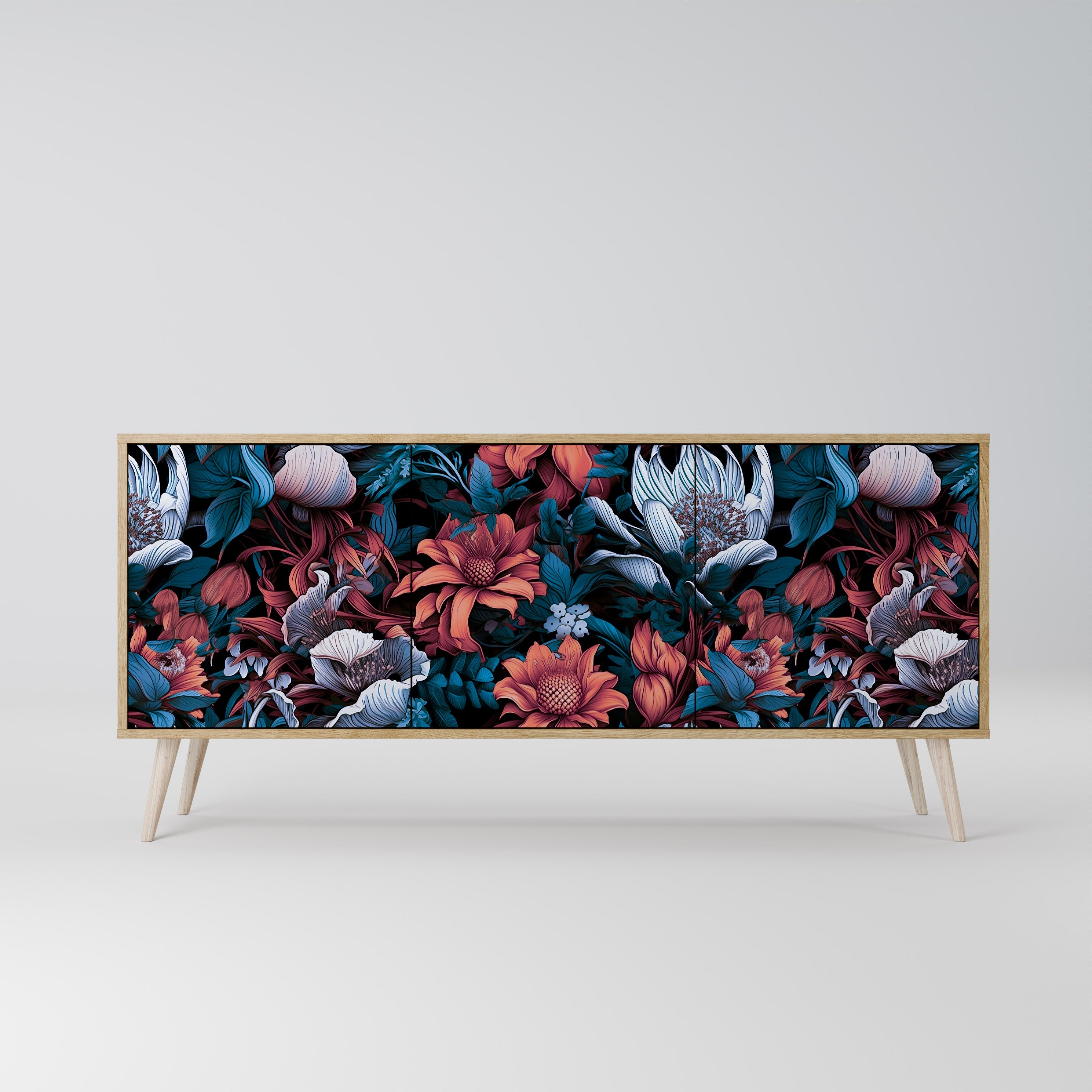 Ethereal Blossoms 3-türiges Sideboard in Eichenoptik