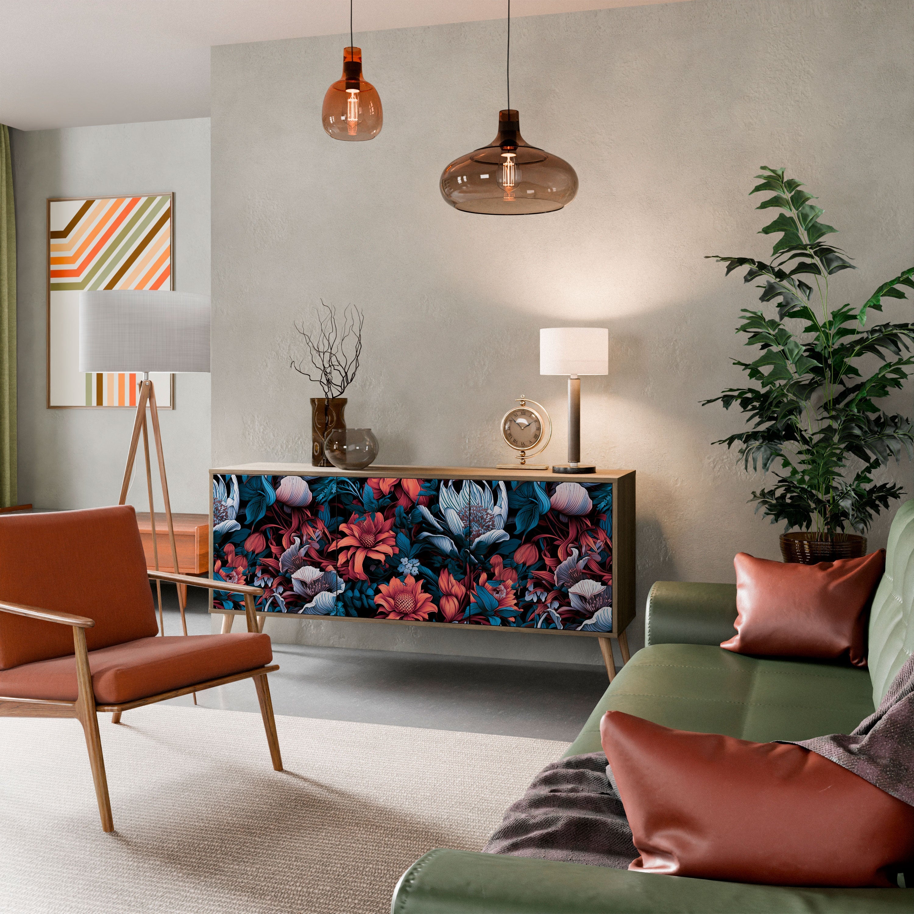 Ethereal Blossoms 3-türiges Sideboard in Eichenoptik