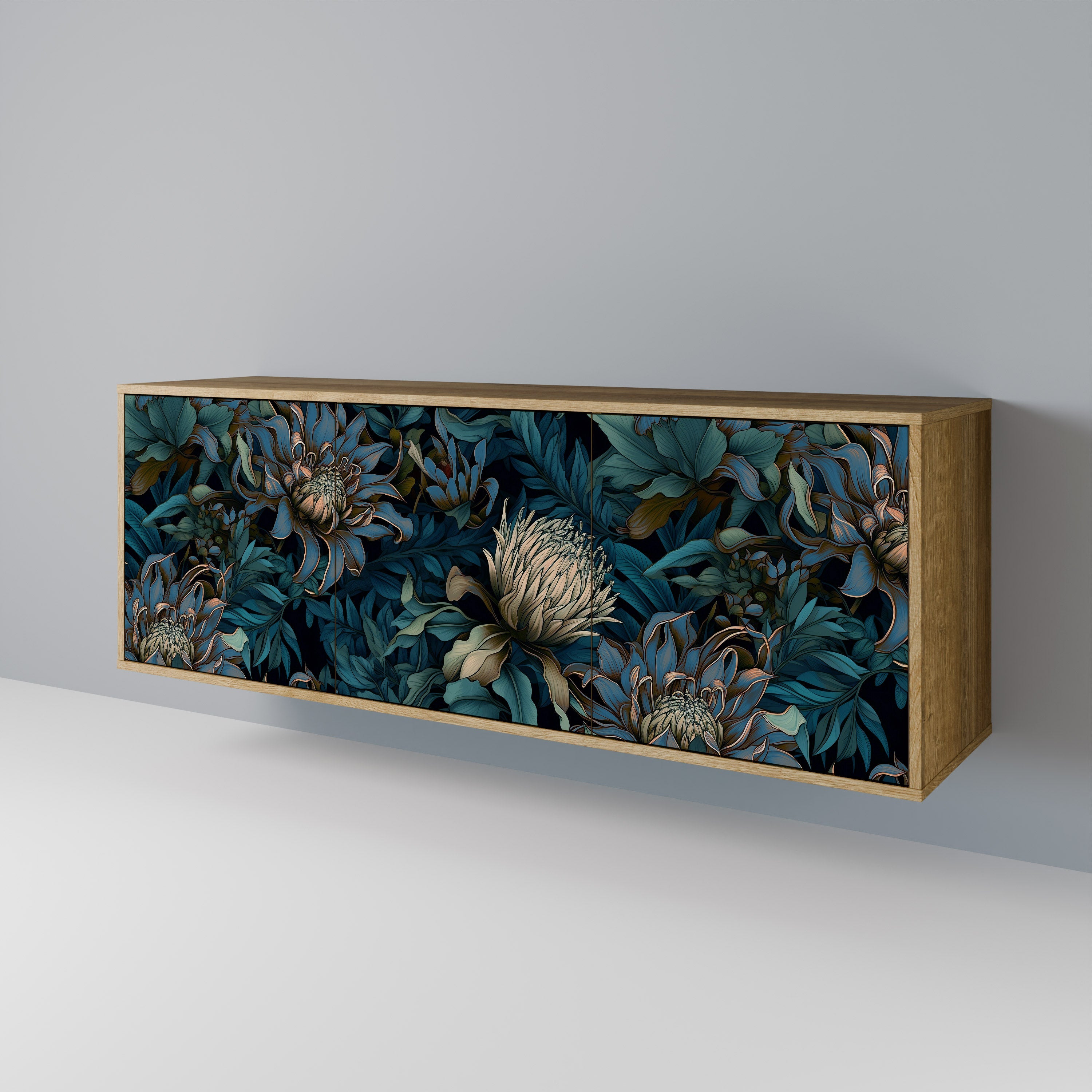 TWILIGHT BLOOM 3-türiges Sideboard in Eichenoptik
