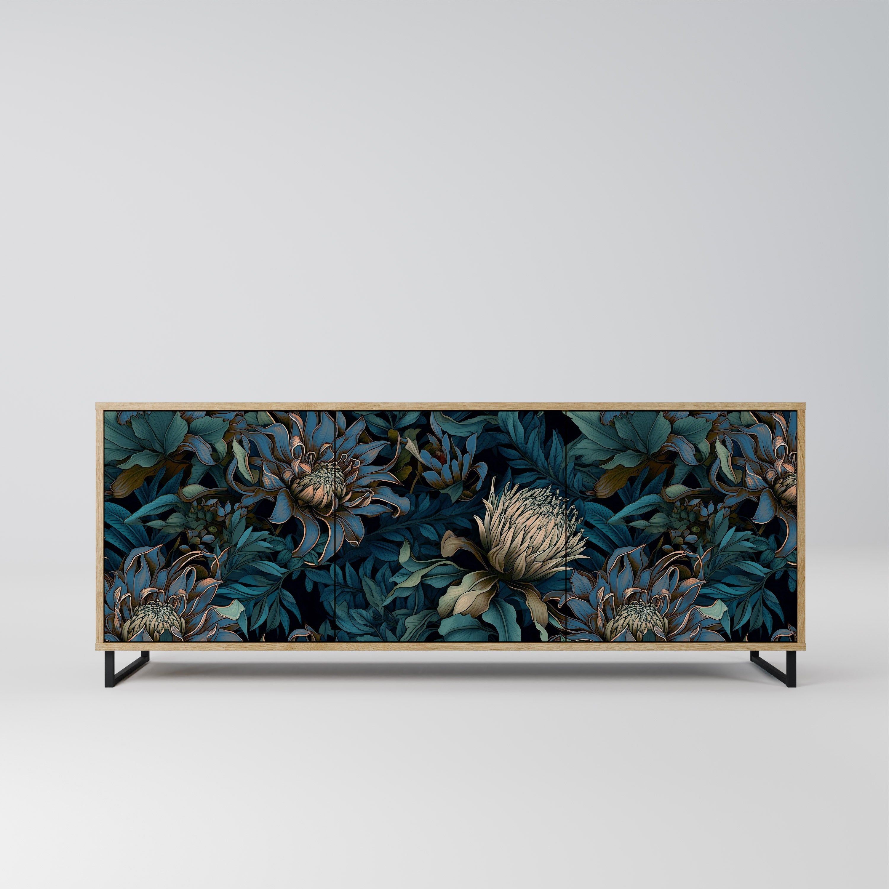 TWILIGHT BLOOM 3-türiges Sideboard in Eichenoptik