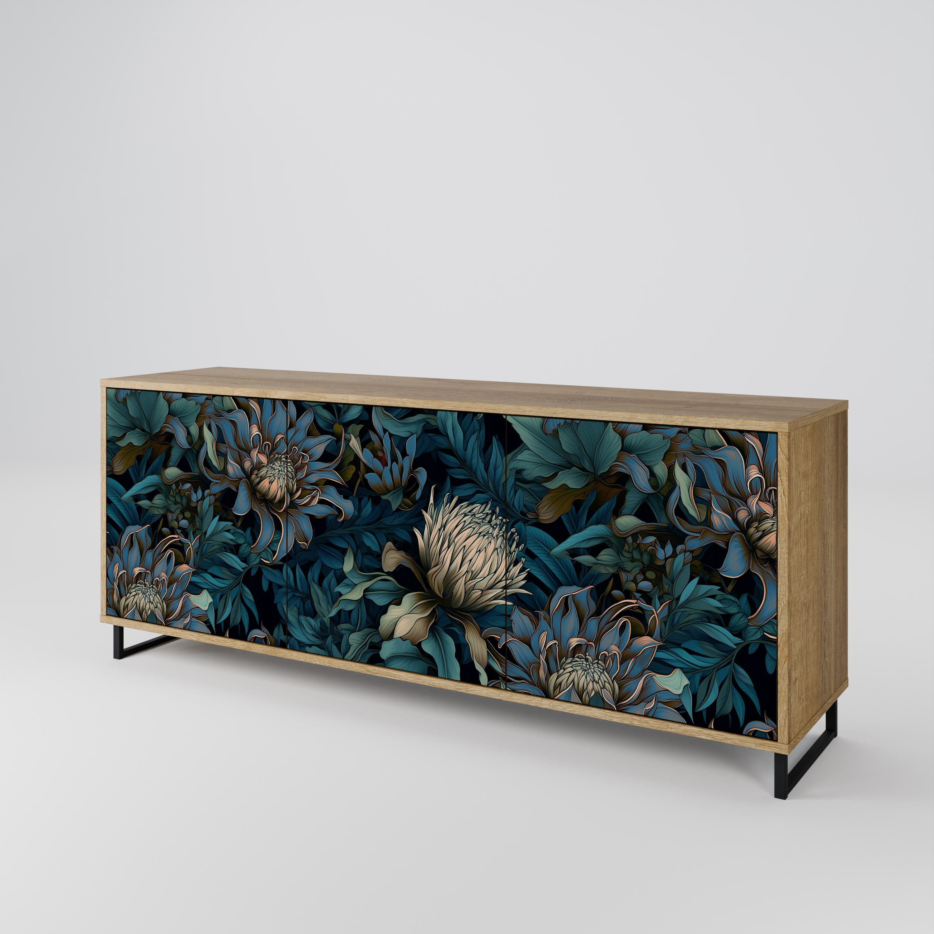 TWILIGHT BLOOM 3-türiges Sideboard in Eichenoptik
