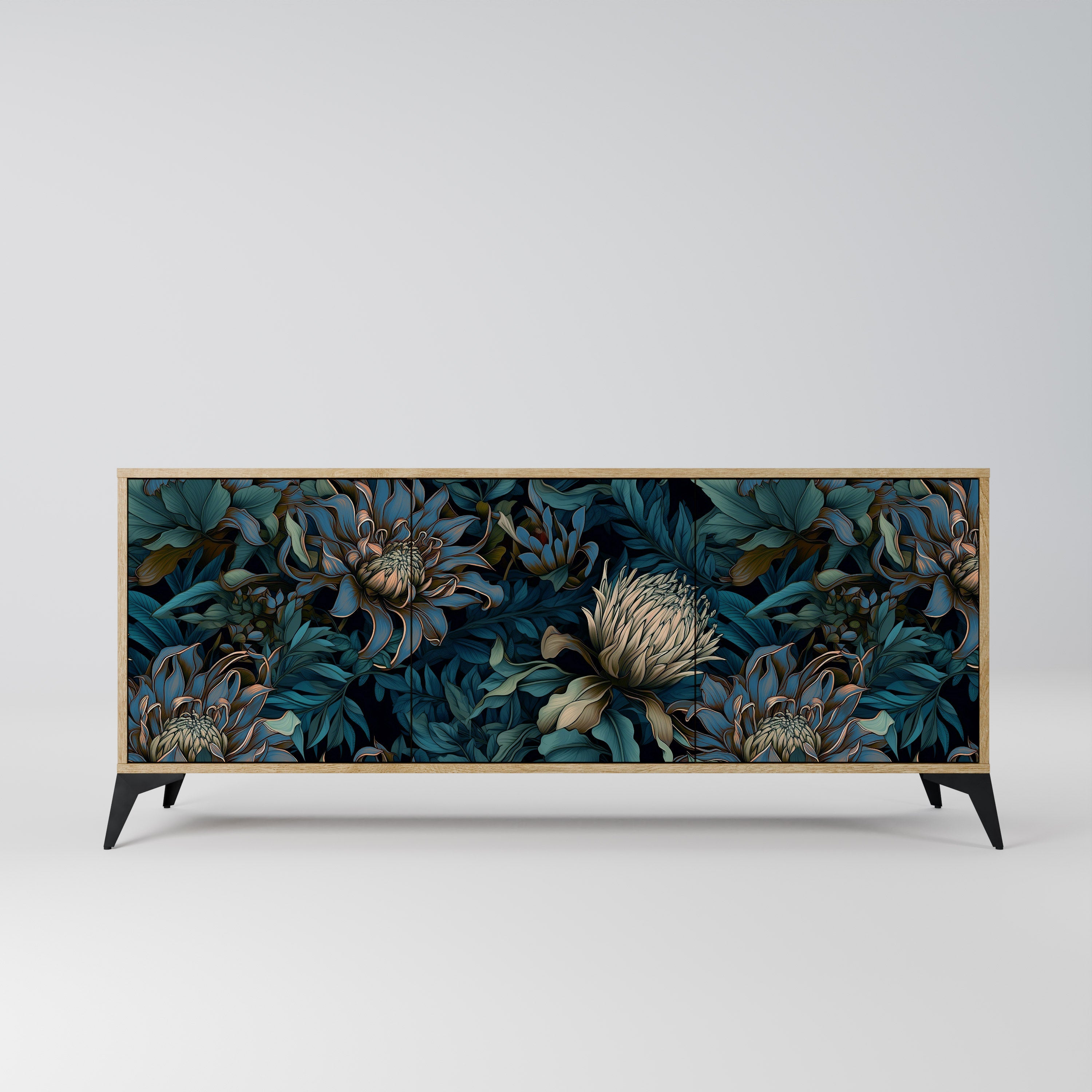 TWILIGHT BLOOM 3-türiges Sideboard in Eichenoptik