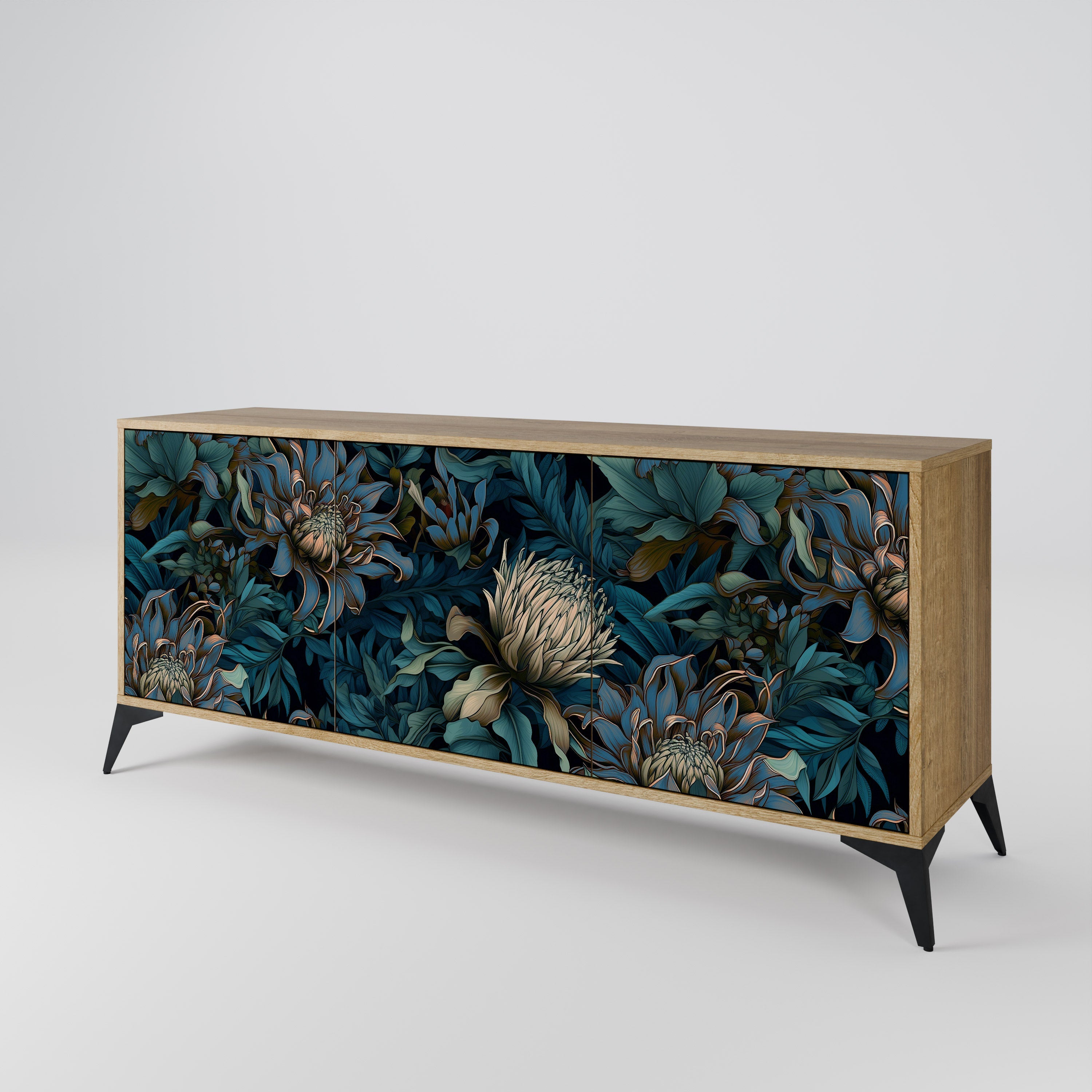 TWILIGHT BLOOM 3-türiges Sideboard in Eichenoptik