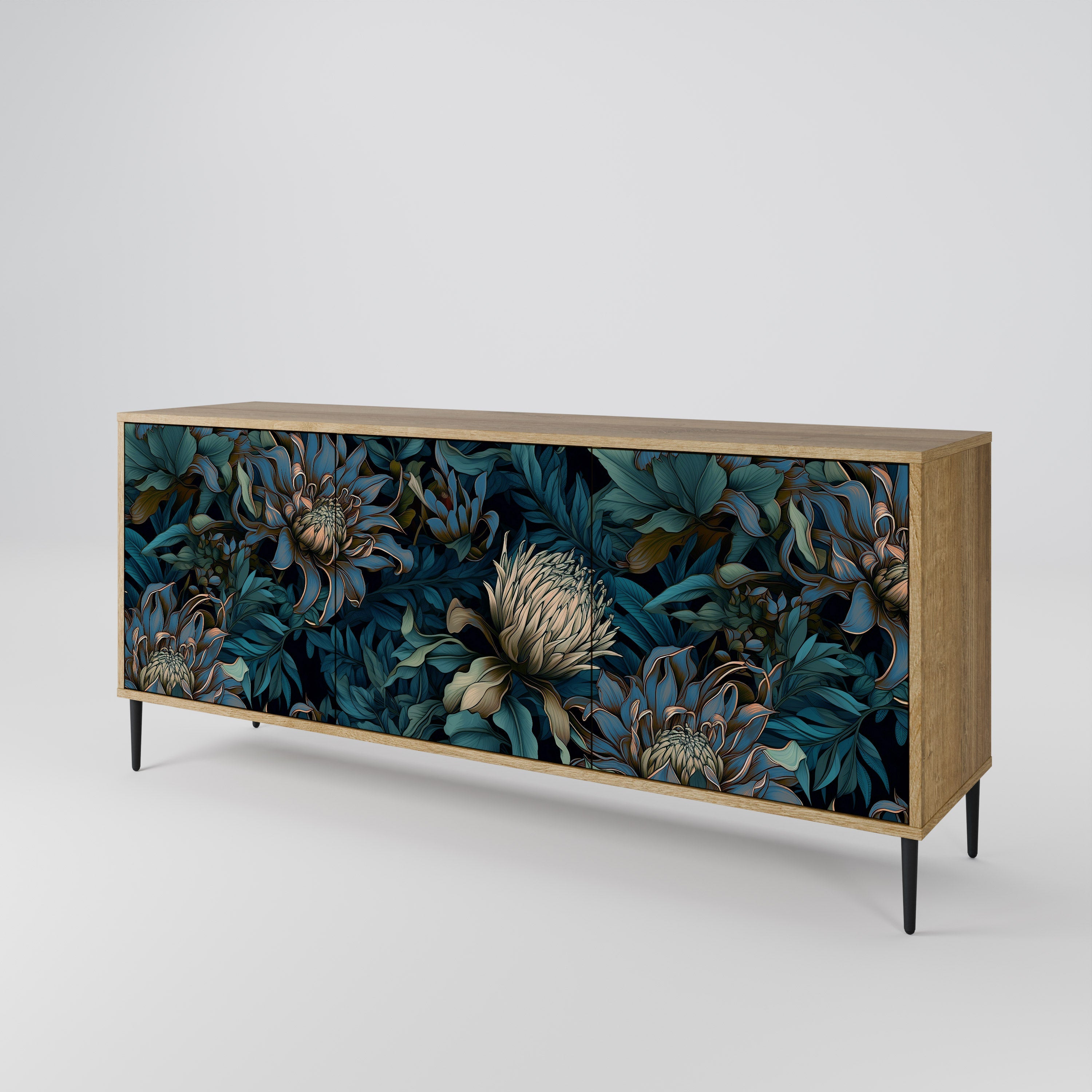 TWILIGHT BLOOM 3-türiges Sideboard in Eichenoptik