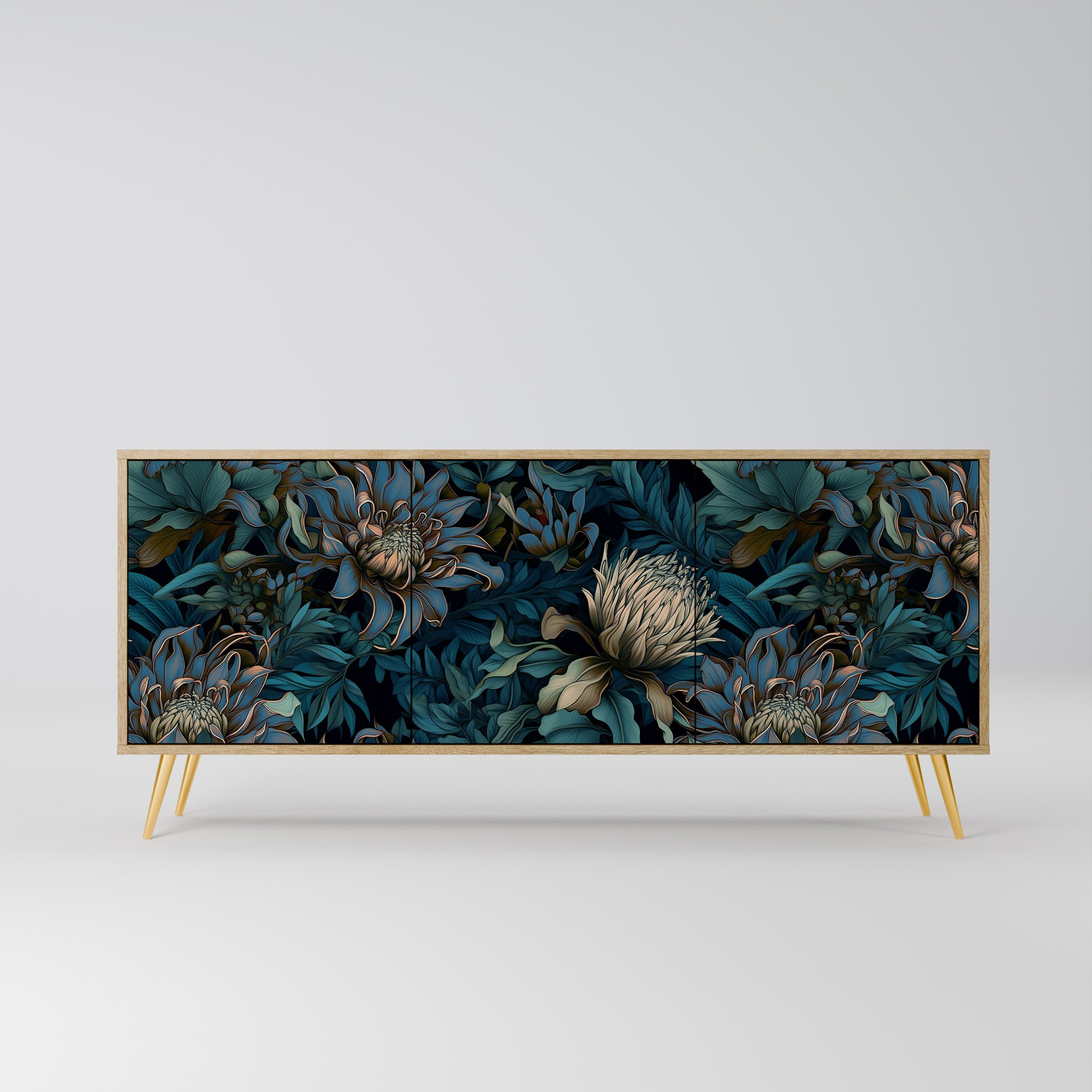 TWILIGHT BLOOM 3-türiges Sideboard in Eichenoptik