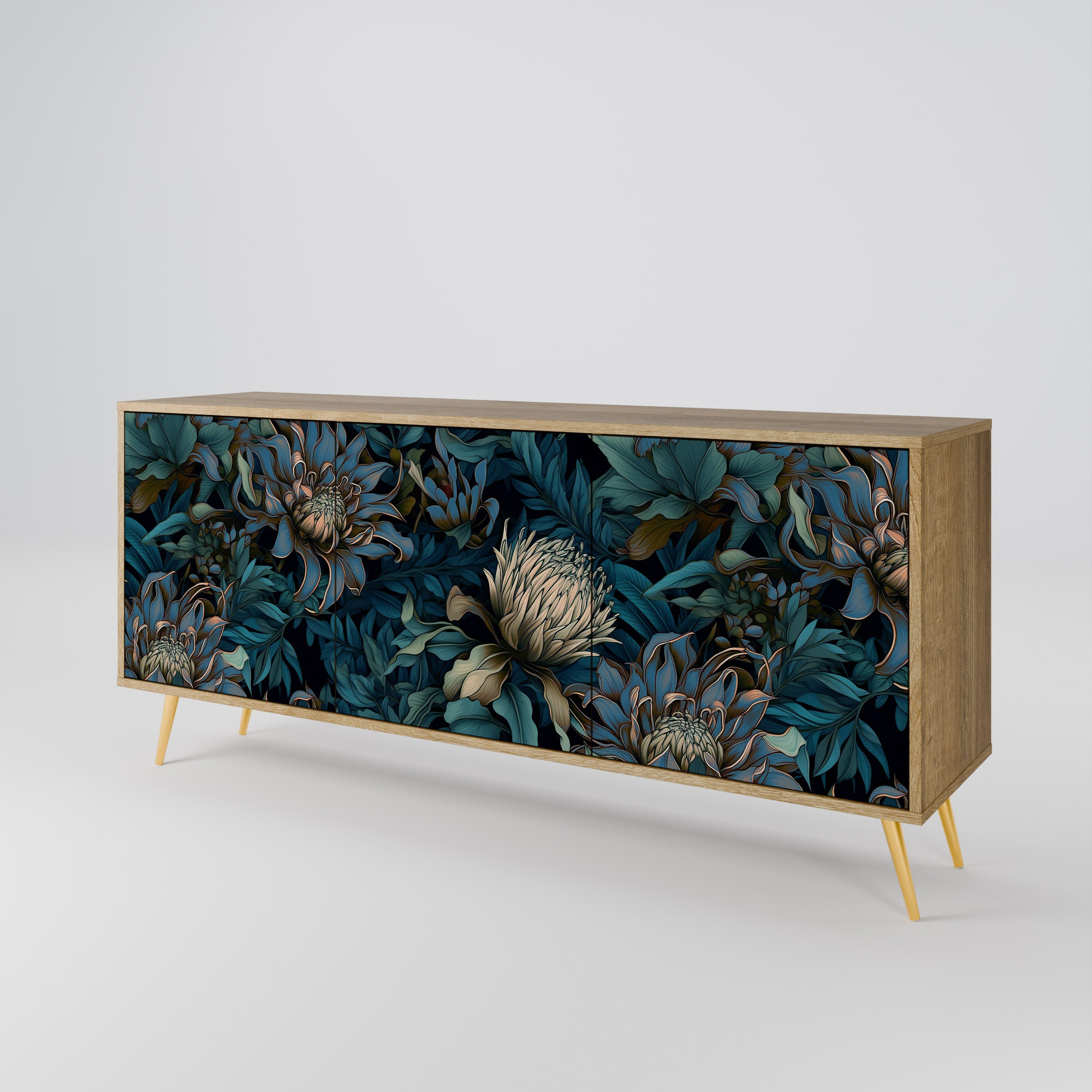 TWILIGHT BLOOM 3-türiges Sideboard in Eichenoptik