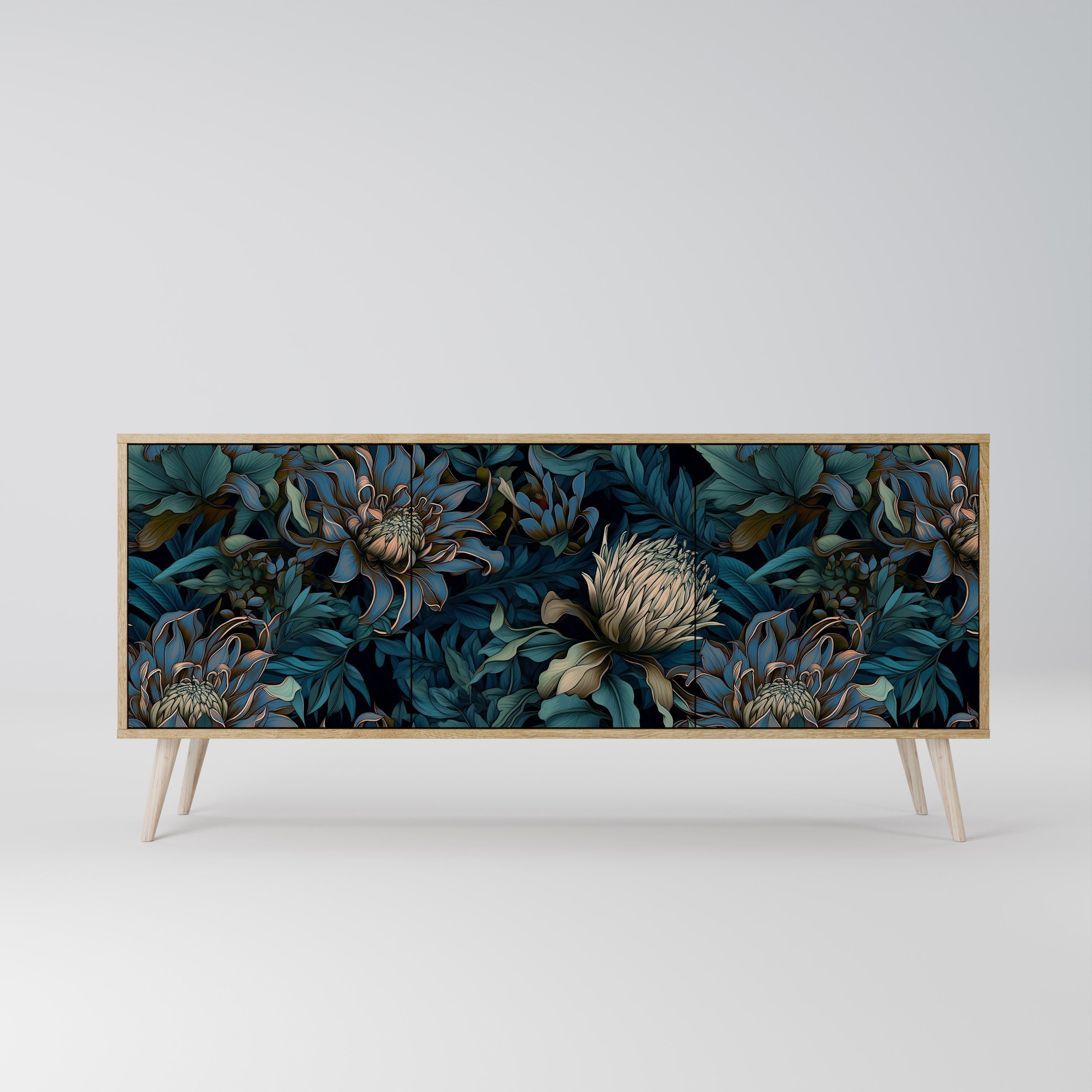 TWILIGHT BLOOM 3-türiges Sideboard in Eichenoptik