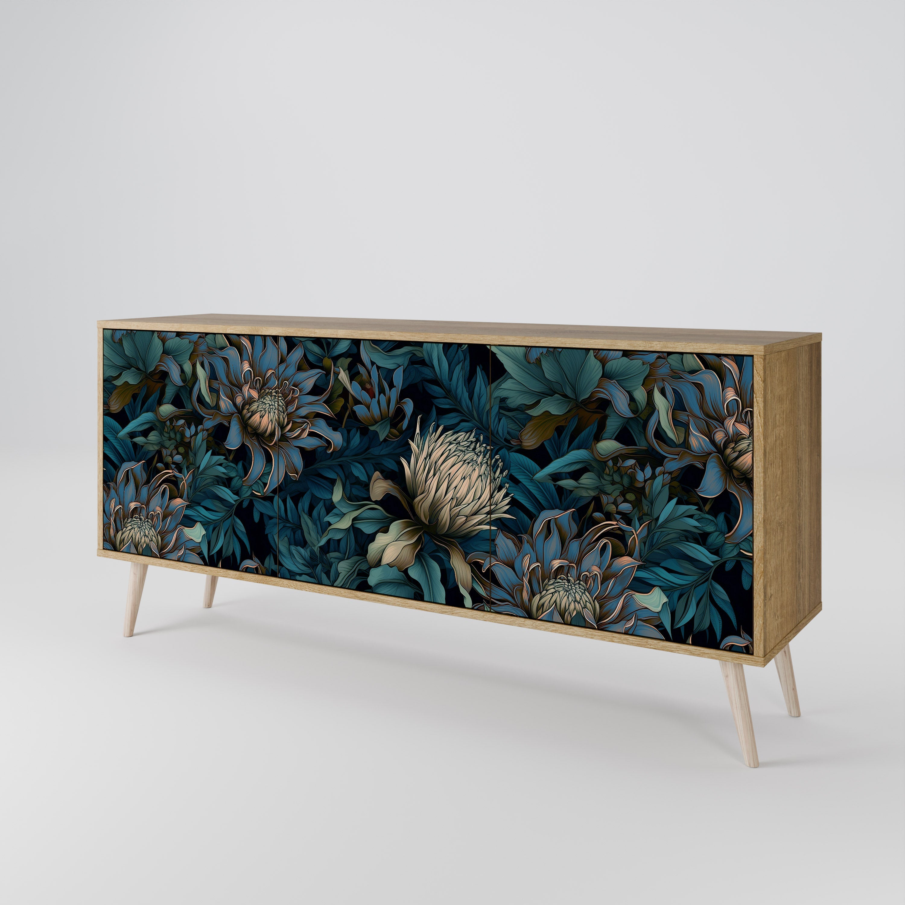 TWILIGHT BLOOM 3-türiges Sideboard in Eichenoptik