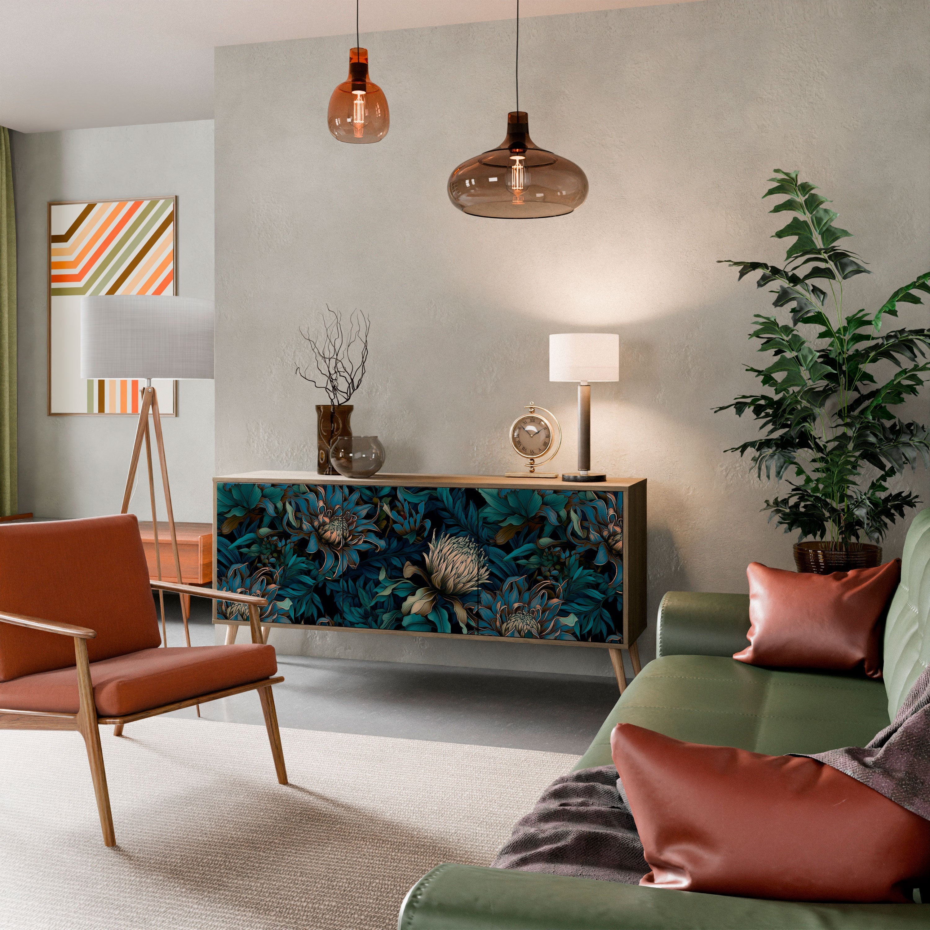 TWILIGHT BLOOM 3-türiges Sideboard in Eichenoptik