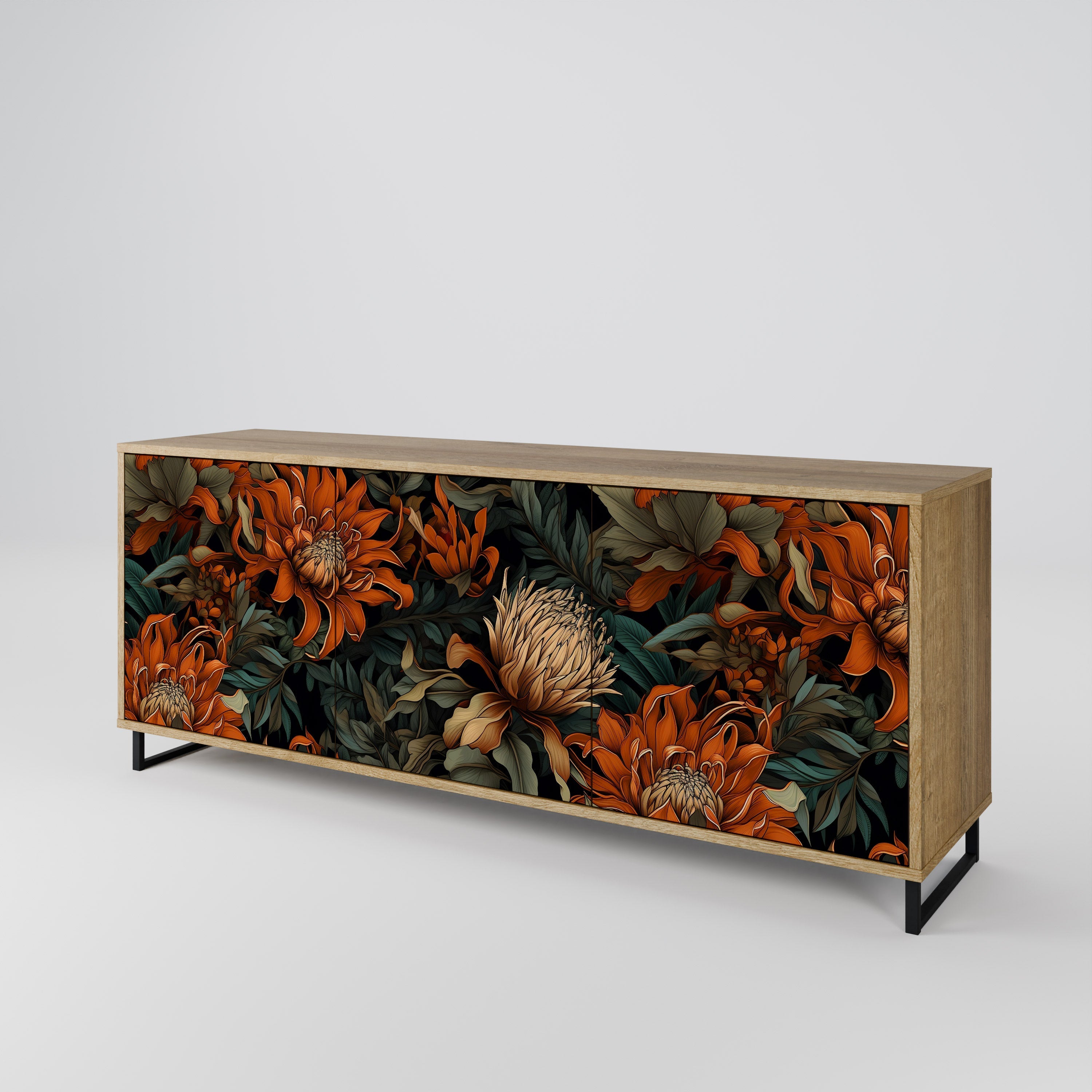 DAWN BLOOM 3-türiges Sideboard in Eichenoptik