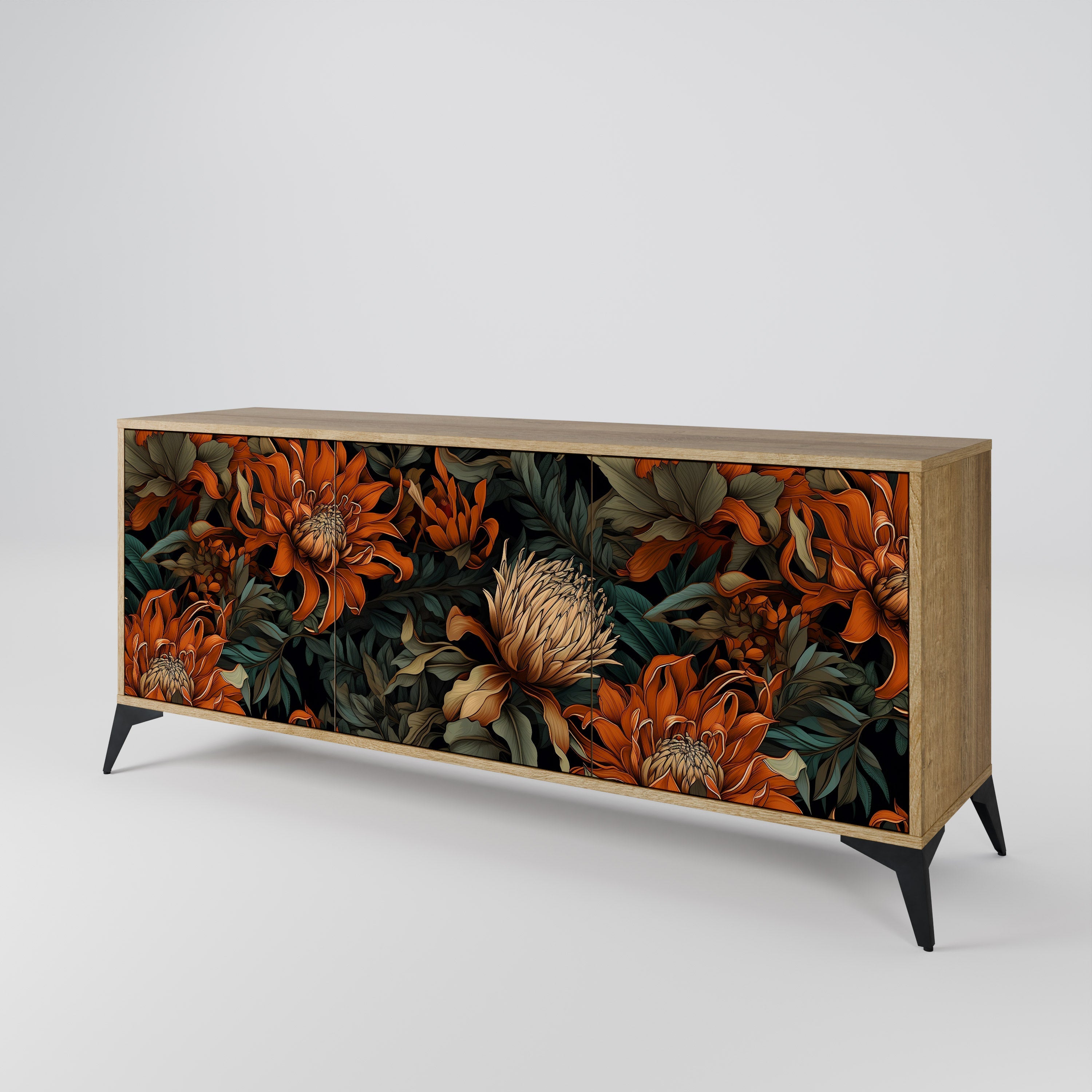 DAWN BLOOM 3-türiges Sideboard in Eichenoptik