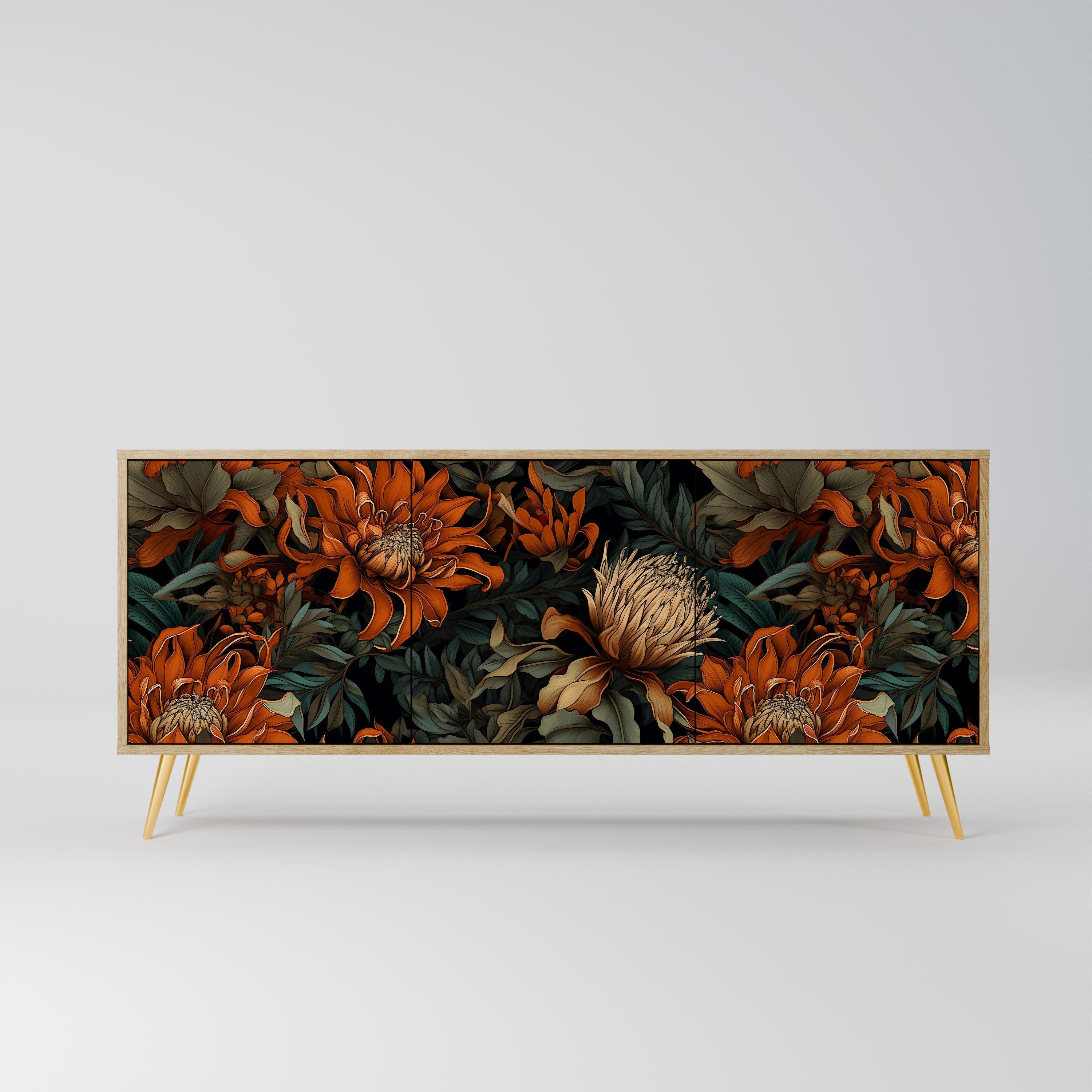 DAWN BLOOM 3-türiges Sideboard in Eichenoptik