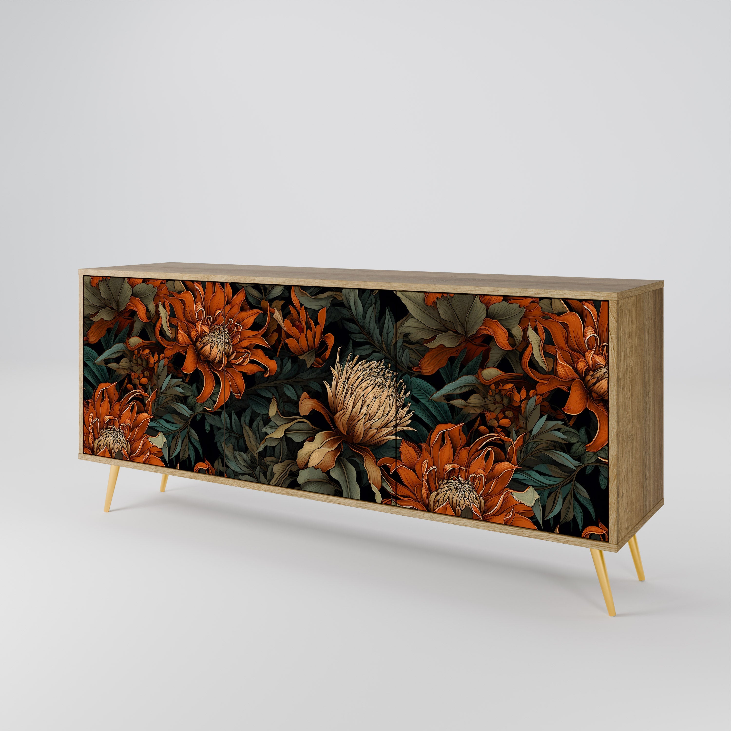 DAWN BLOOM 3-türiges Sideboard in Eichenoptik
