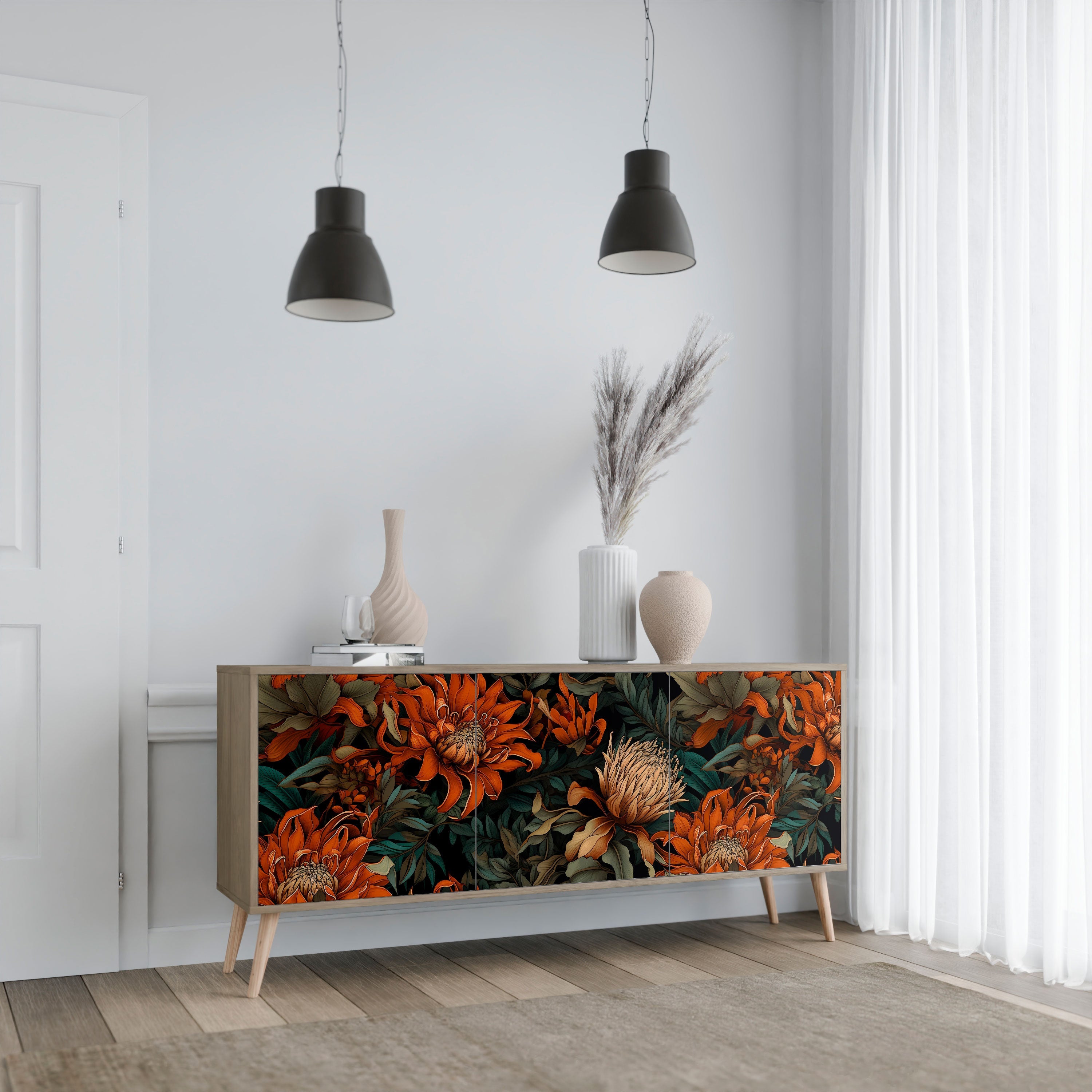 DAWN BLOOM 3-türiges Sideboard in Eichenoptik